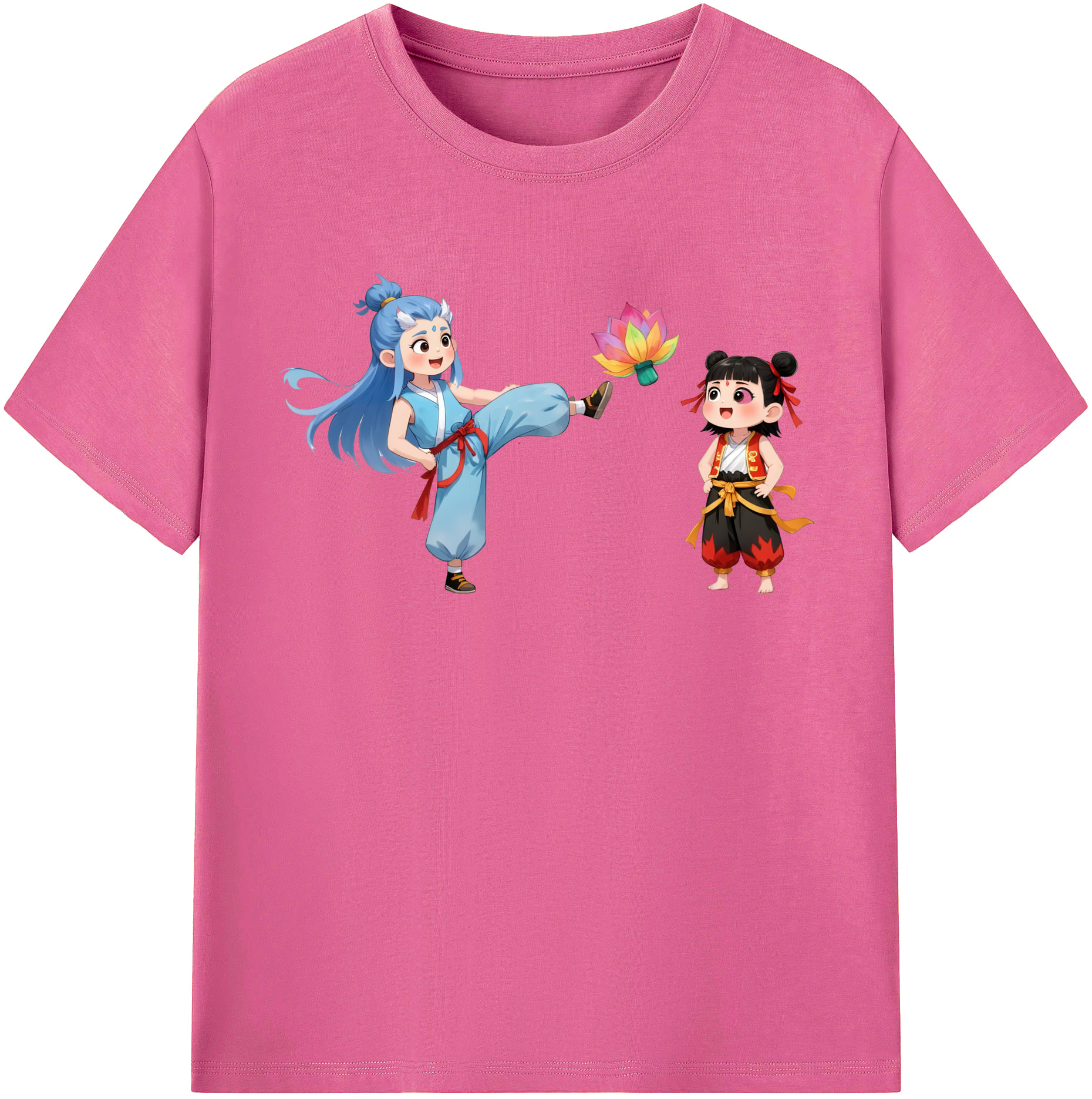 （画像用） Ne Zha 2 ナタ 魔童の大暴れ レディースカジュアルプリントTシャツ（綿100％）