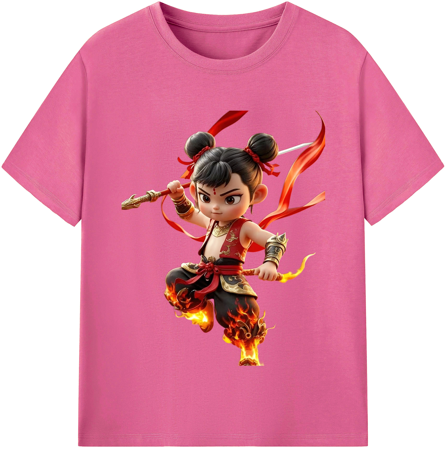 （画像用） Ne Zha 2 ナタ 魔童の大暴れ レディースカジュアルプリントTシャツ（綿100％）