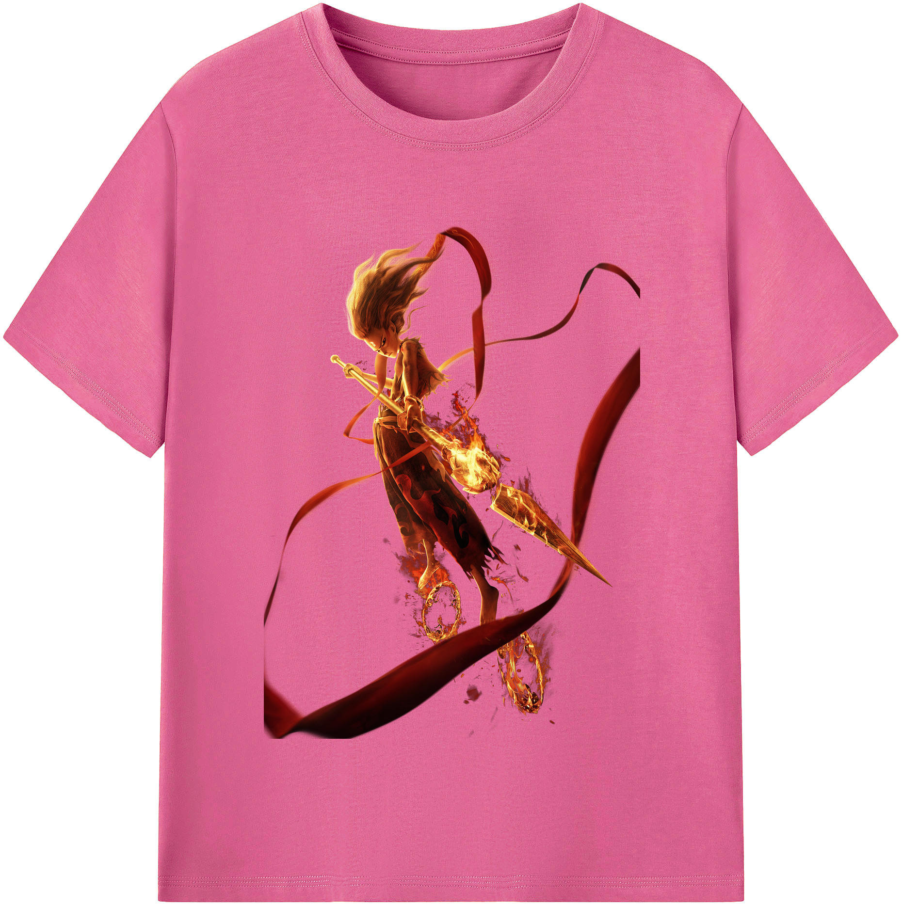 （画像用） Ne Zha 2 ナタ 魔童の大暴れ レディースカジュアルプリントTシャツ（綿100％）