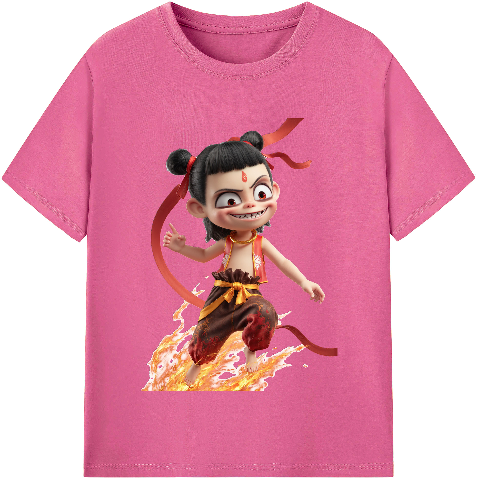 （画像用） Ne Zha 2 ナタ 魔童の大暴れ レディースカジュアルプリントTシャツ（綿100％）