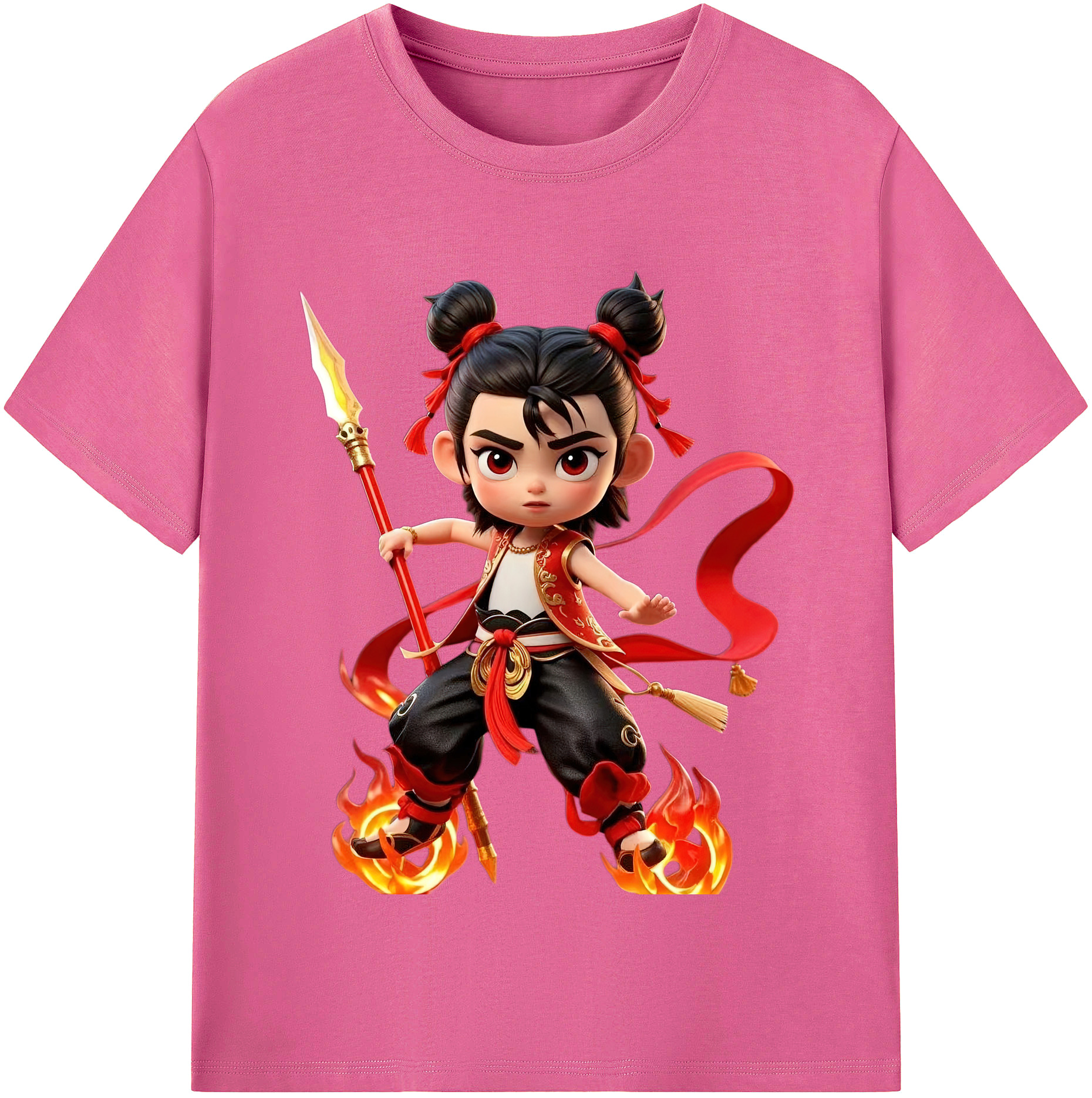 （画像用） Ne Zha 2 ナタ 魔童の大暴れ レディースカジュアルプリントTシャツ（綿100％）