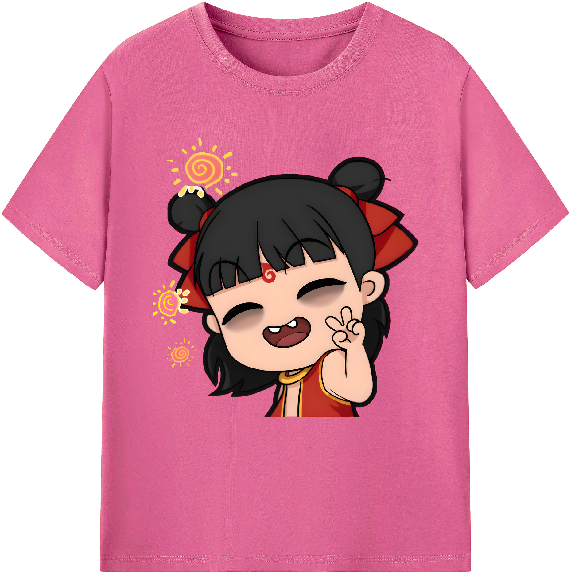 （画像用） Ne Zha 2 ナタ 魔童の大暴れ レディースカジュアルプリントTシャツ（綿100％）