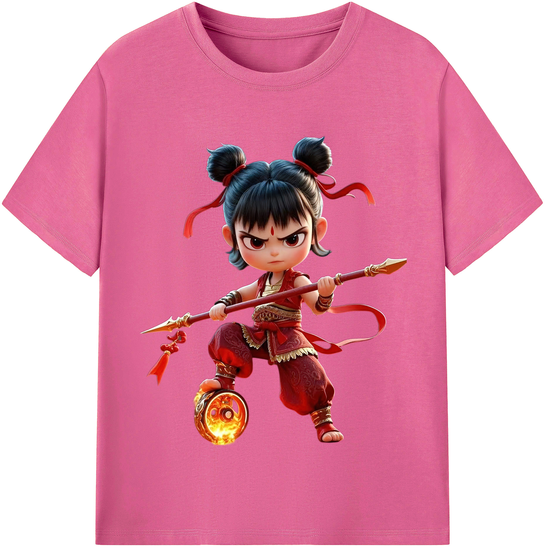 （画像用） Ne Zha 2 ナタ 魔童の大暴れ レディースカジュアルプリントTシャツ（綿100％）