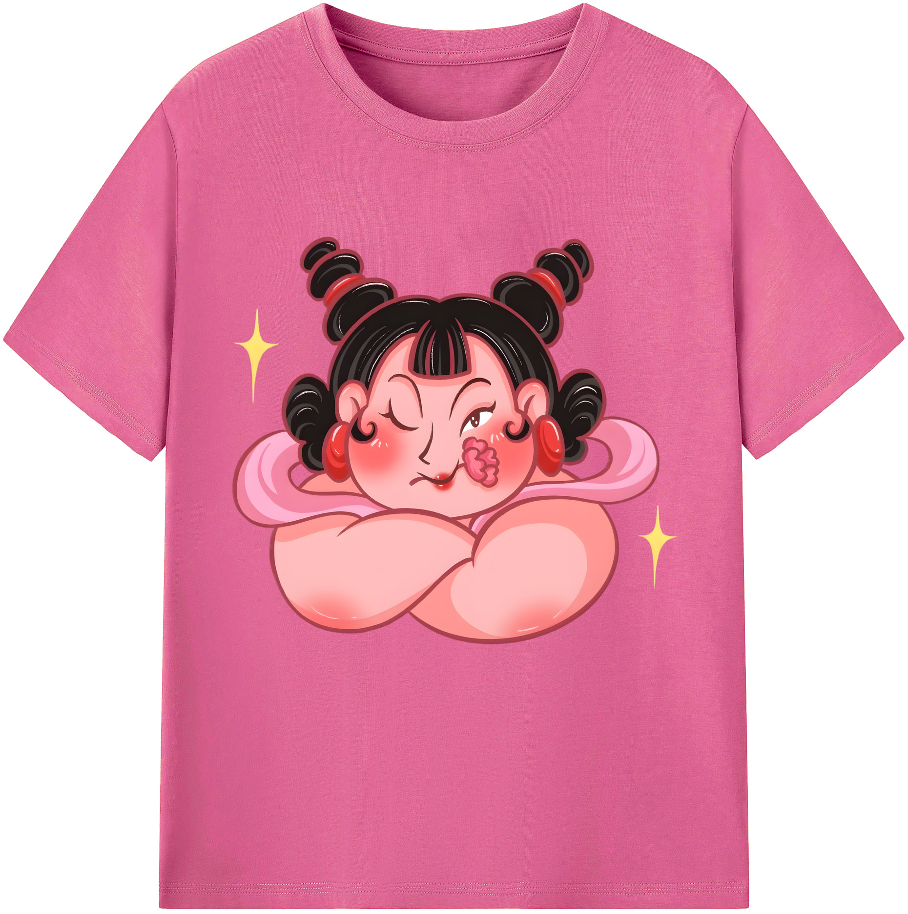 （画像用） Ne Zha 2 ナタ 魔童の大暴れ レディースカジュアルプリントTシャツ（綿100％）