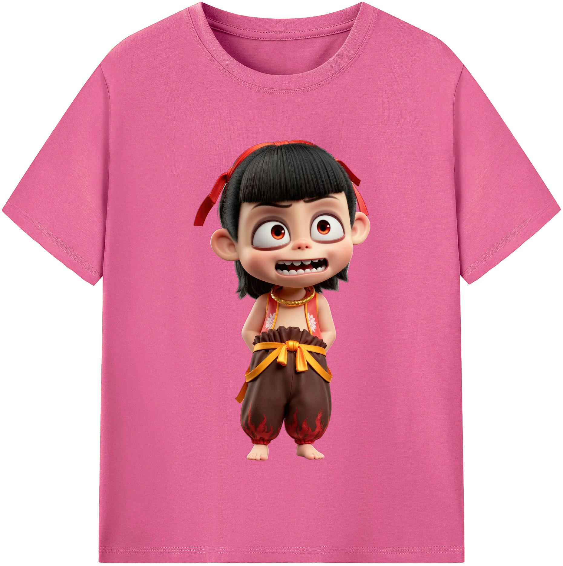 （画像用） Ne Zha 2 ナタ 魔童の大暴れ レディースカジュアルプリントTシャツ（綿100％）