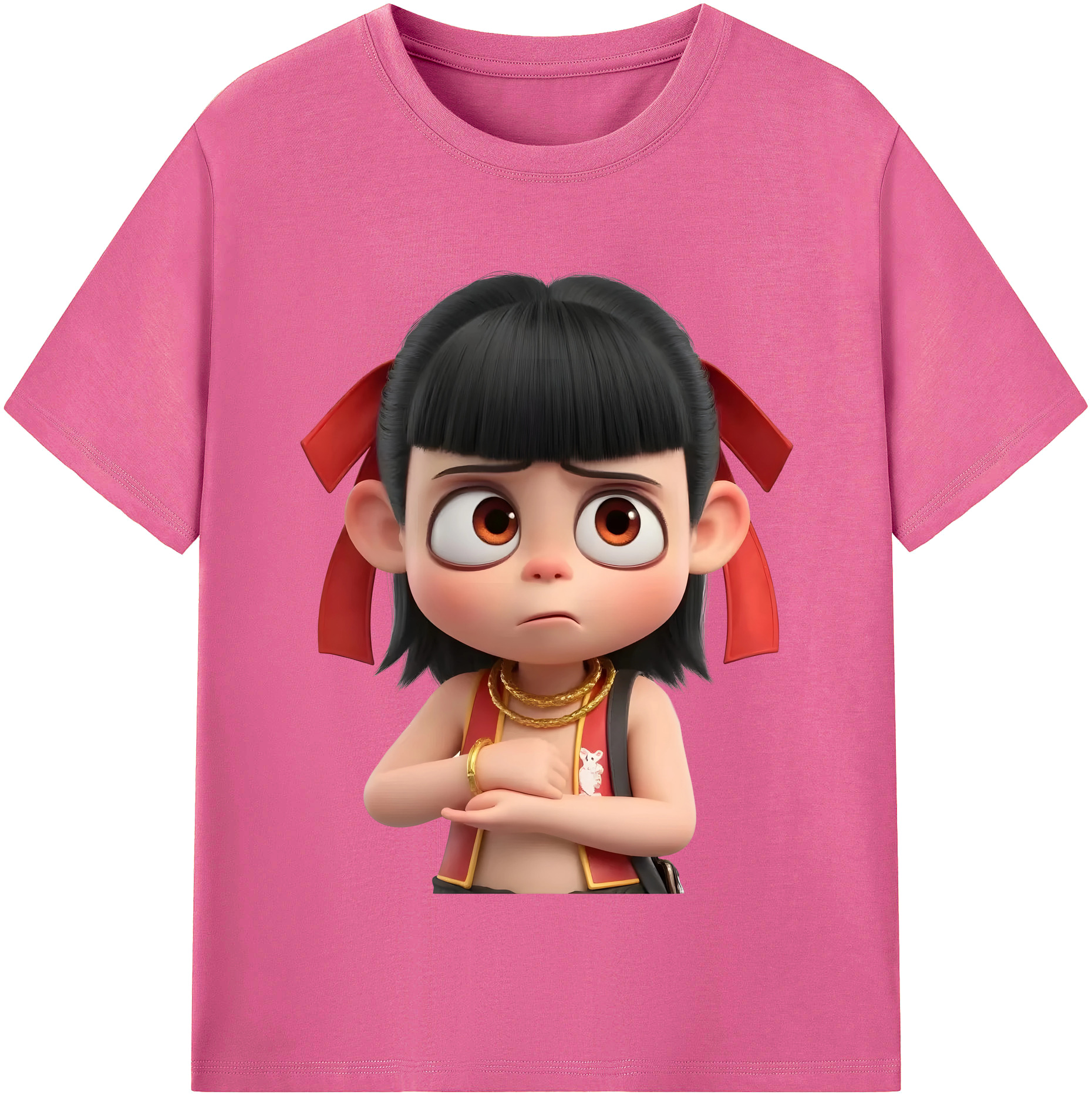 （画像用） Ne Zha 2 ナタ 魔童の大暴れ レディースカジュアルプリントTシャツ（綿100％）