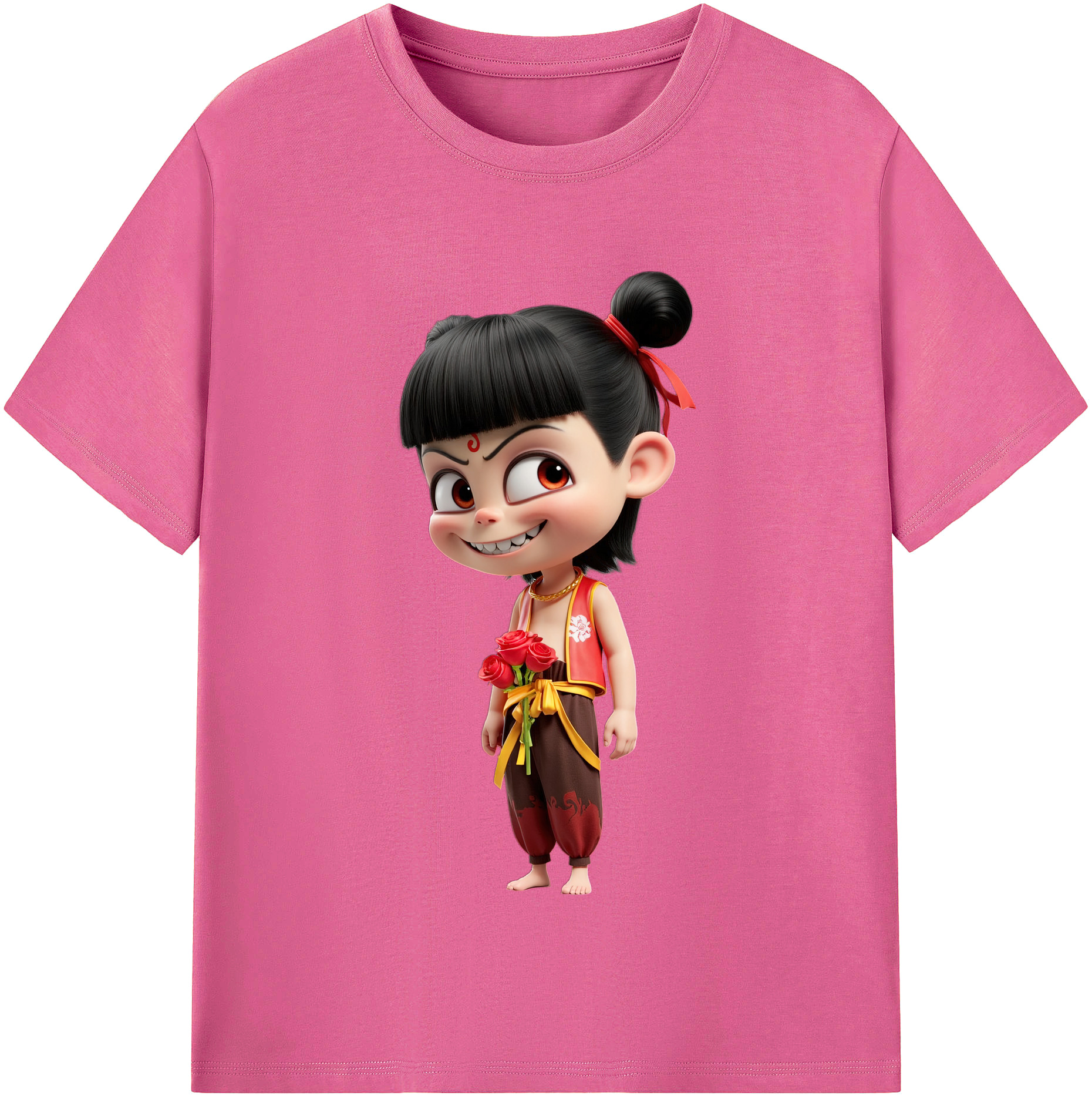 （画像用） Ne Zha 2 ナタ 魔童の大暴れ レディースカジュアルプリントTシャツ（綿100％）