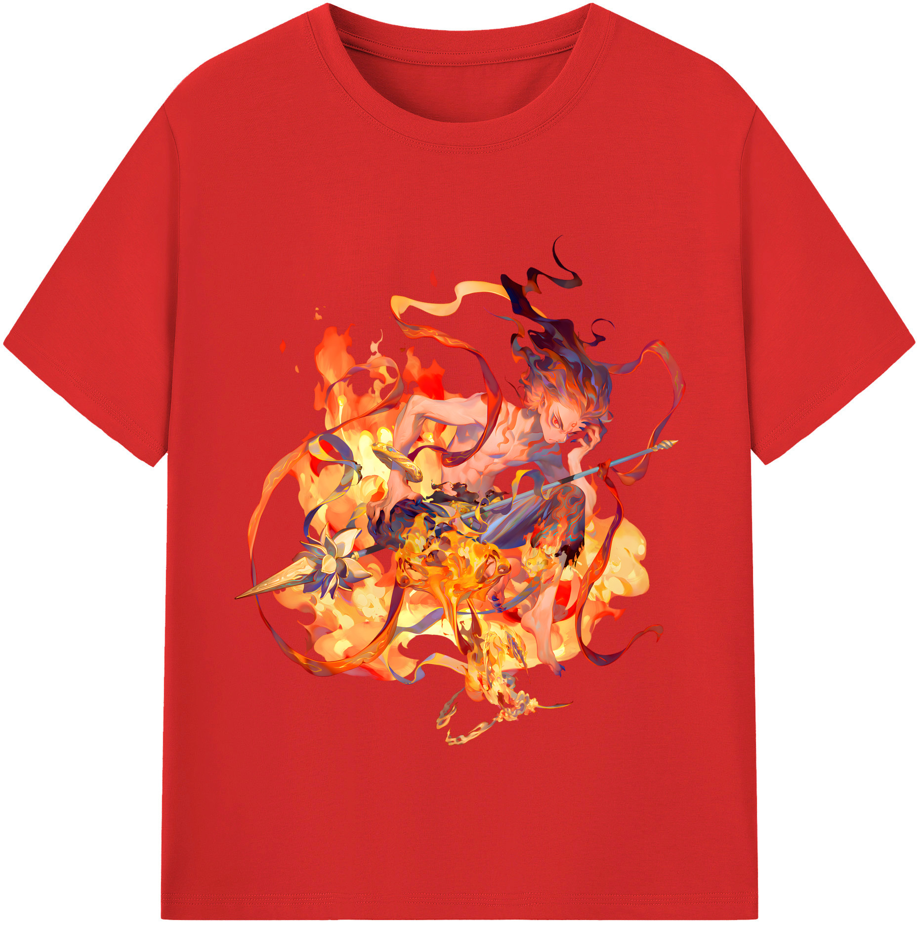 （画像用） Ne Zha 2 ナタ 魔童の大暴れ レディースカジュアルプリントTシャツ（綿100％）