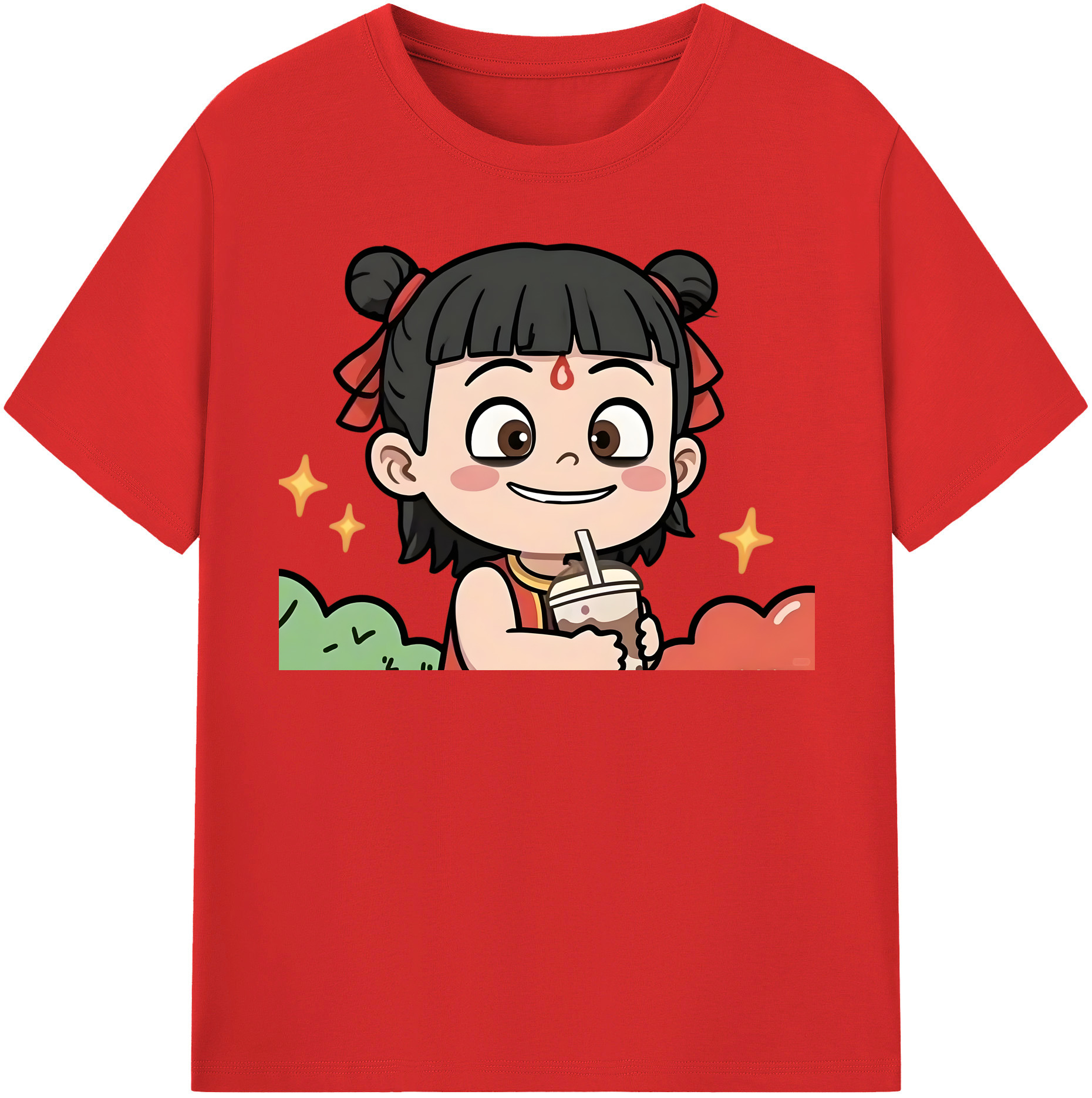 （画像用） Ne Zha 2 ナタ 魔童の大暴れ レディースカジュアルプリントTシャツ（綿100％）