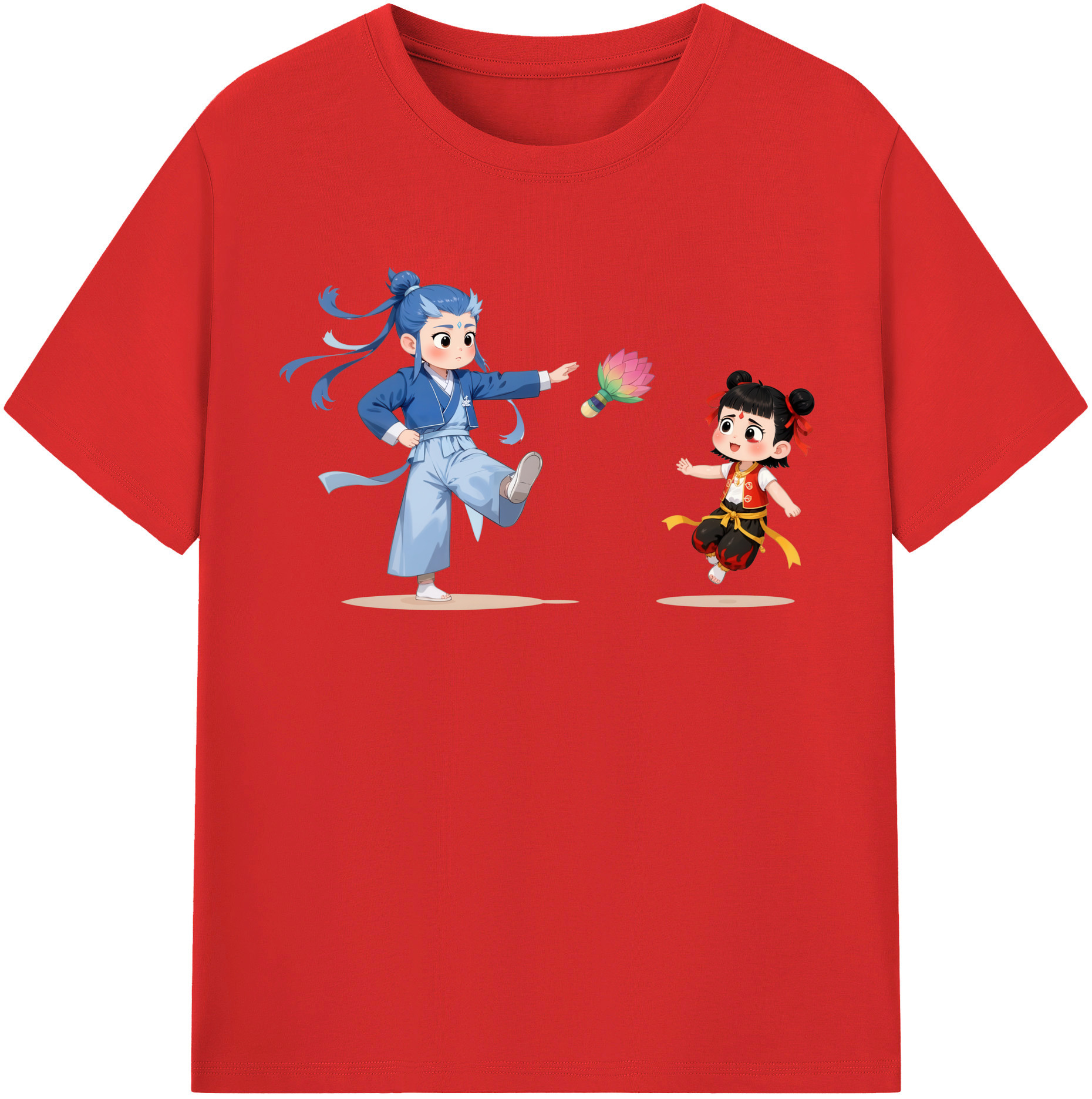 （画像用） Ne Zha 2 ナタ 魔童の大暴れ レディースカジュアルプリントTシャツ（綿100％）