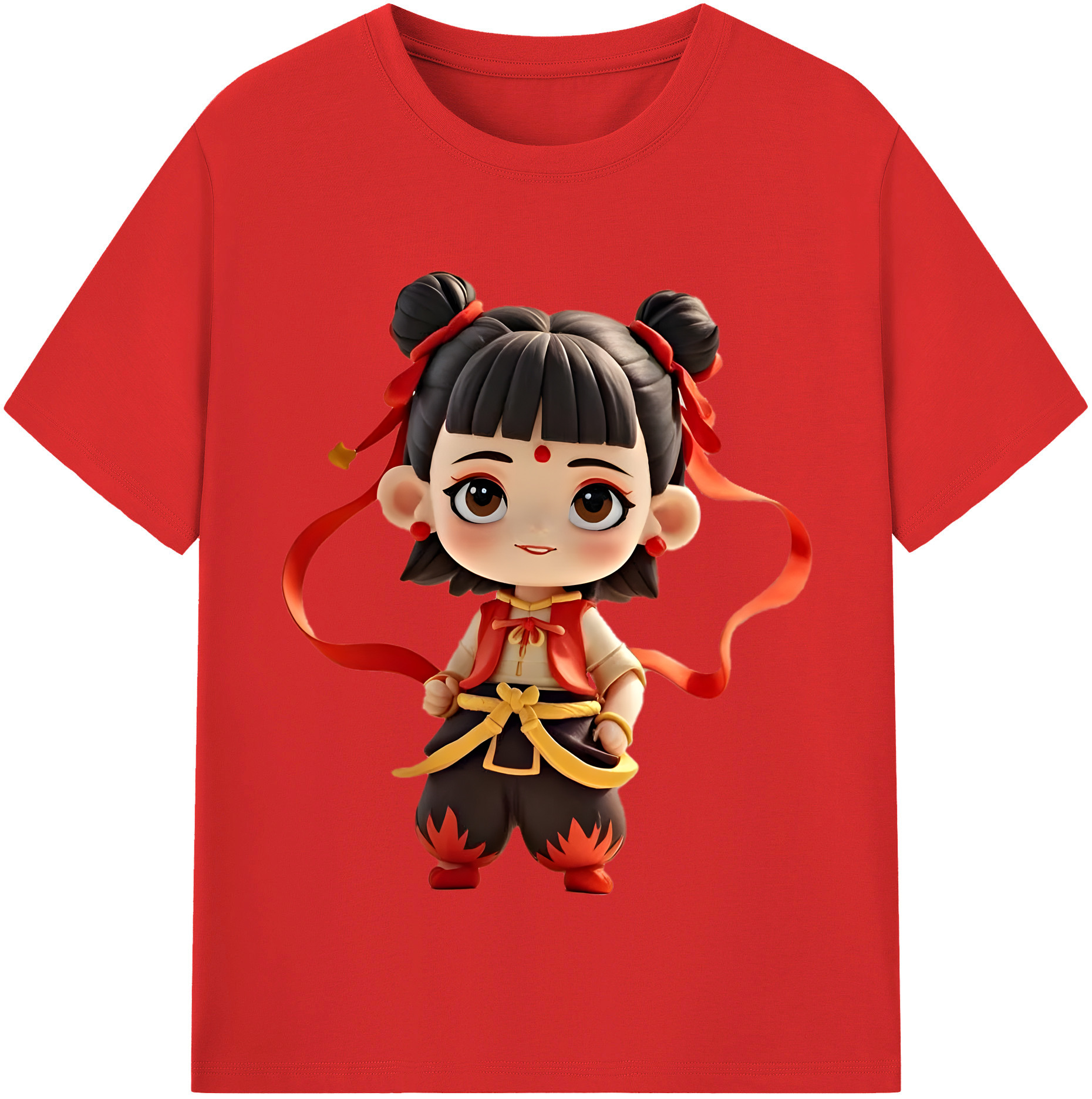 （画像用） Ne Zha 2 ナタ 魔童の大暴れ レディースカジュアルプリントTシャツ（綿100％）