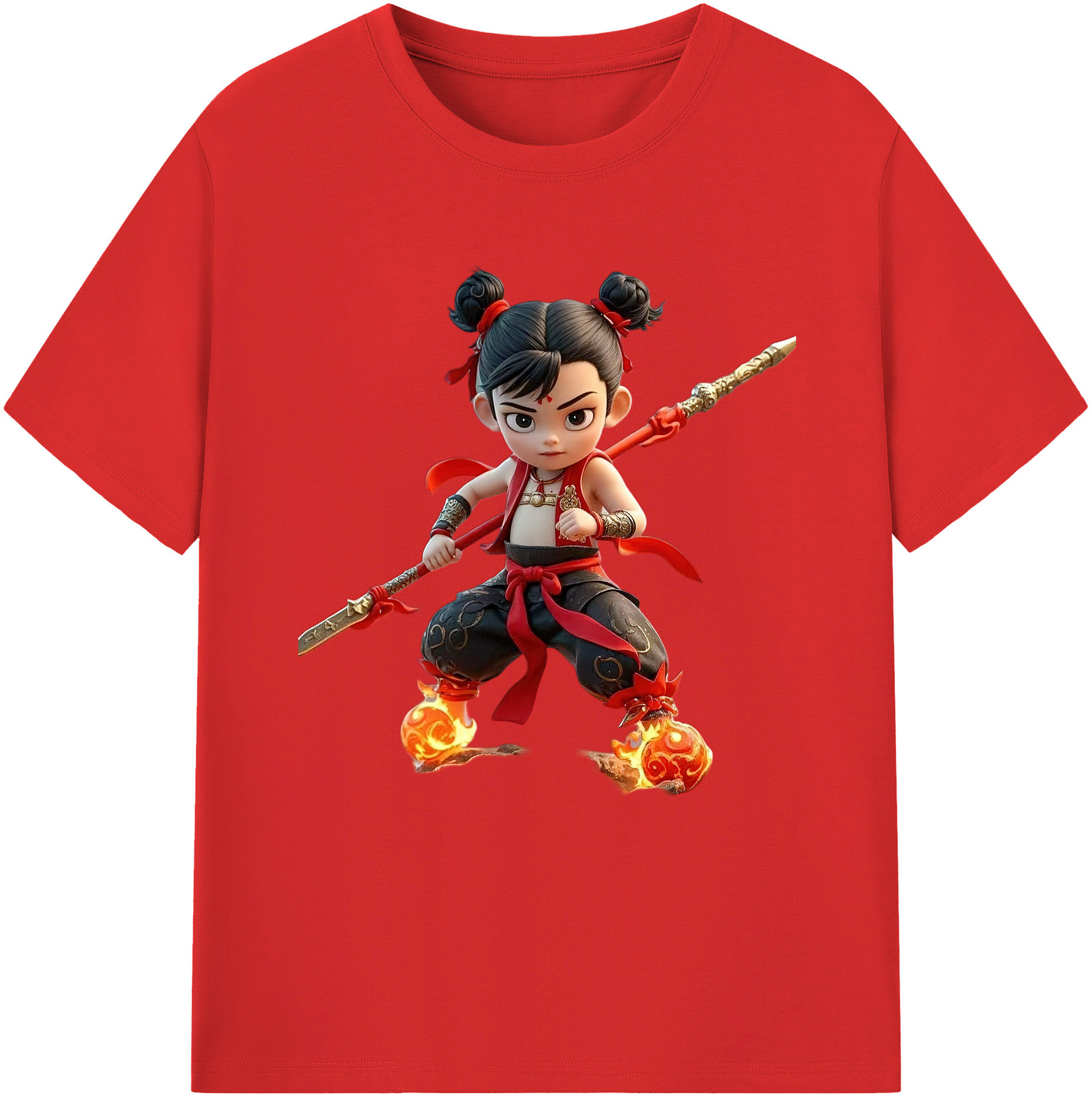 （画像用） Ne Zha 2 ナタ 魔童の大暴れ レディースカジュアルプリントTシャツ（綿100％）