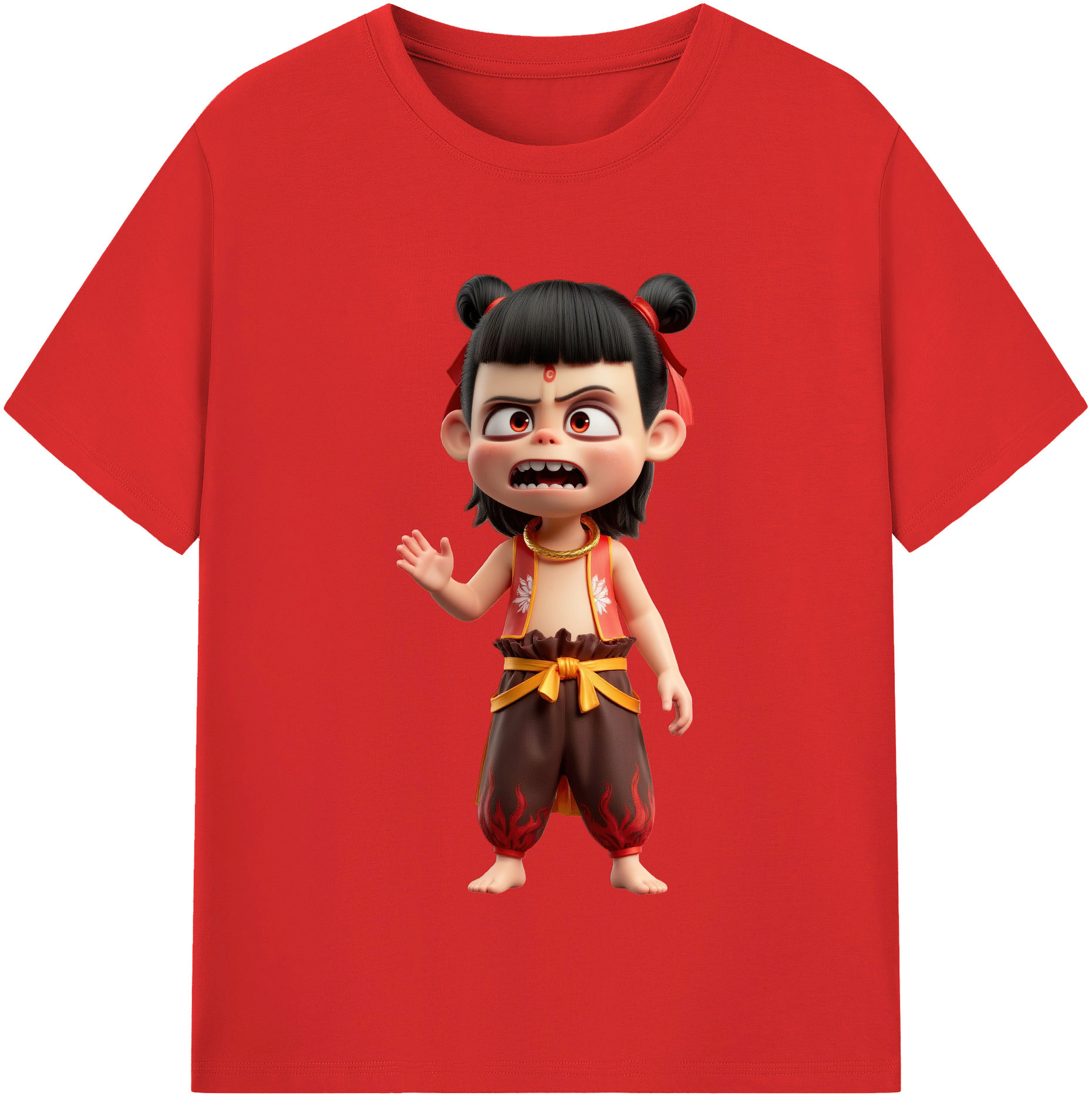 （画像用） Ne Zha 2 ナタ 魔童の大暴れ レディースカジュアルプリントTシャツ（綿100％）