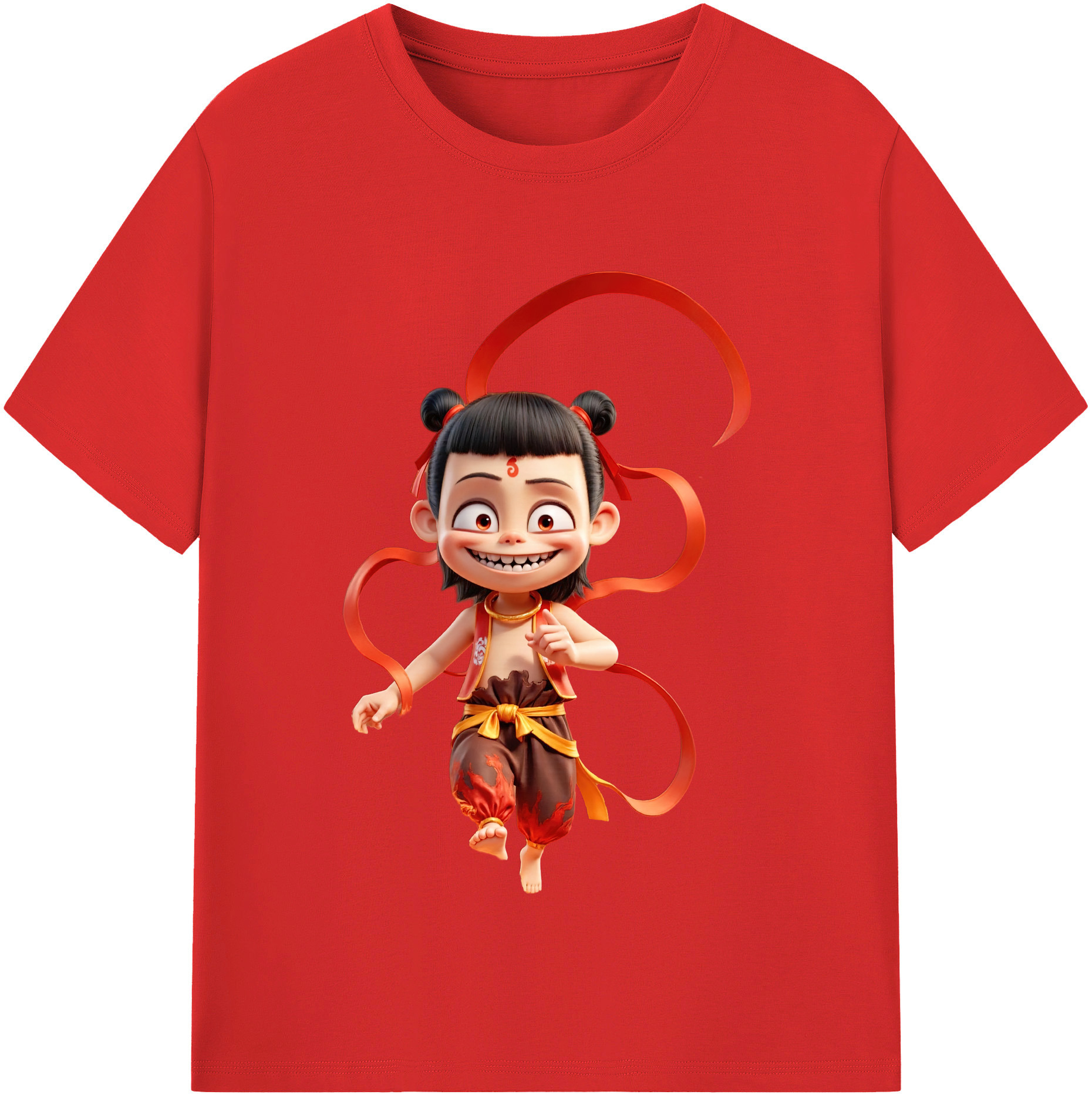（画像用） Ne Zha 2 ナタ 魔童の大暴れ レディースカジュアルプリントTシャツ（綿100％）