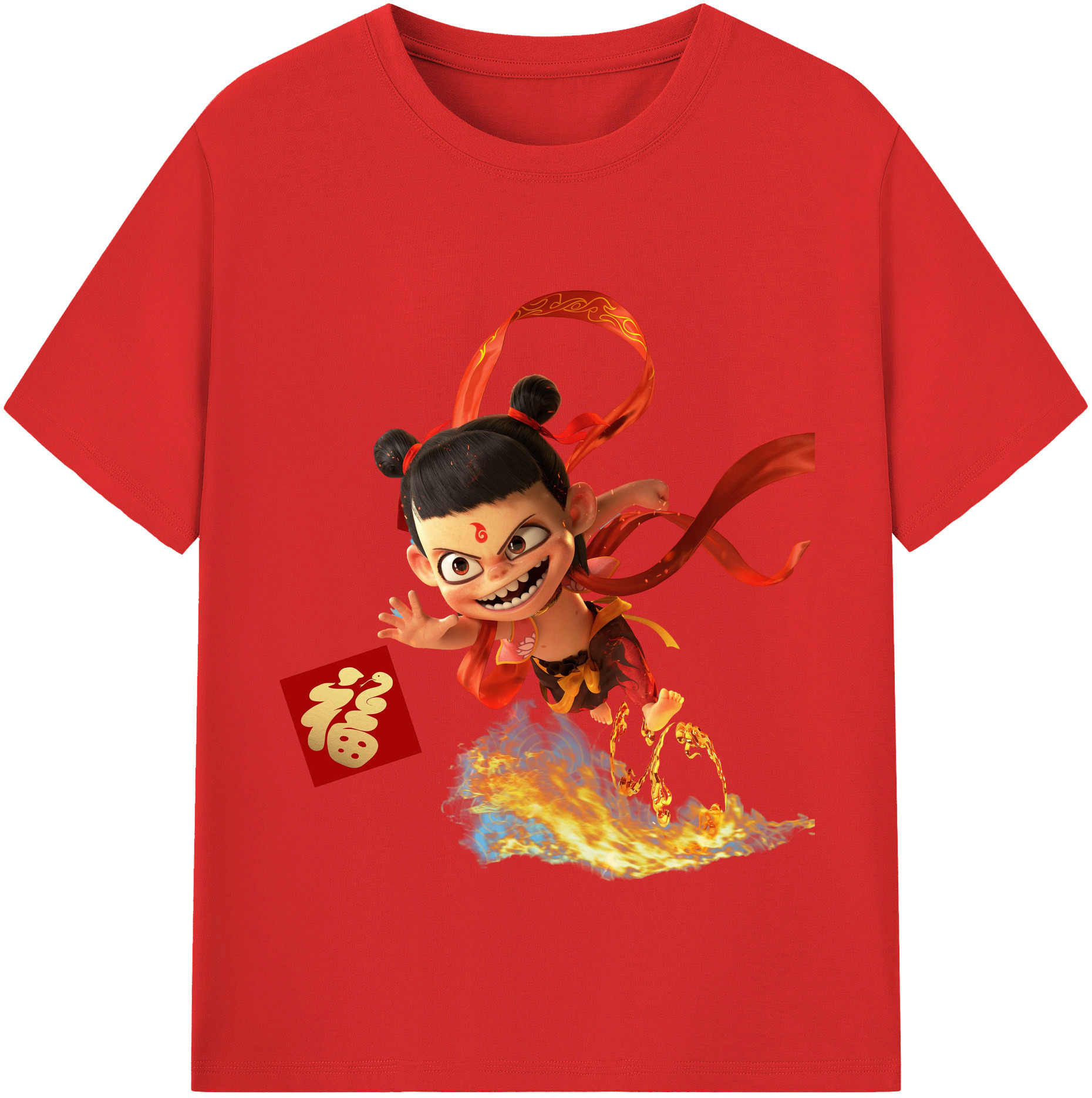 （画像用） Ne Zha 2 ナタ 魔童の大暴れ レディースカジュアルプリントTシャツ（綿100％）