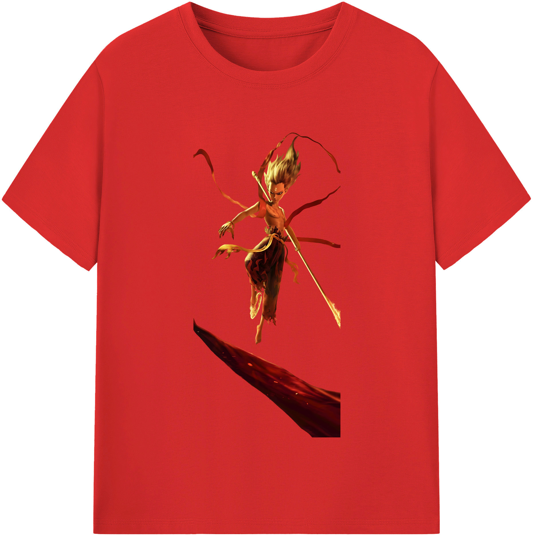 （画像用） Ne Zha 2 ナタ 魔童の大暴れ レディースカジュアルプリントTシャツ（綿100％）