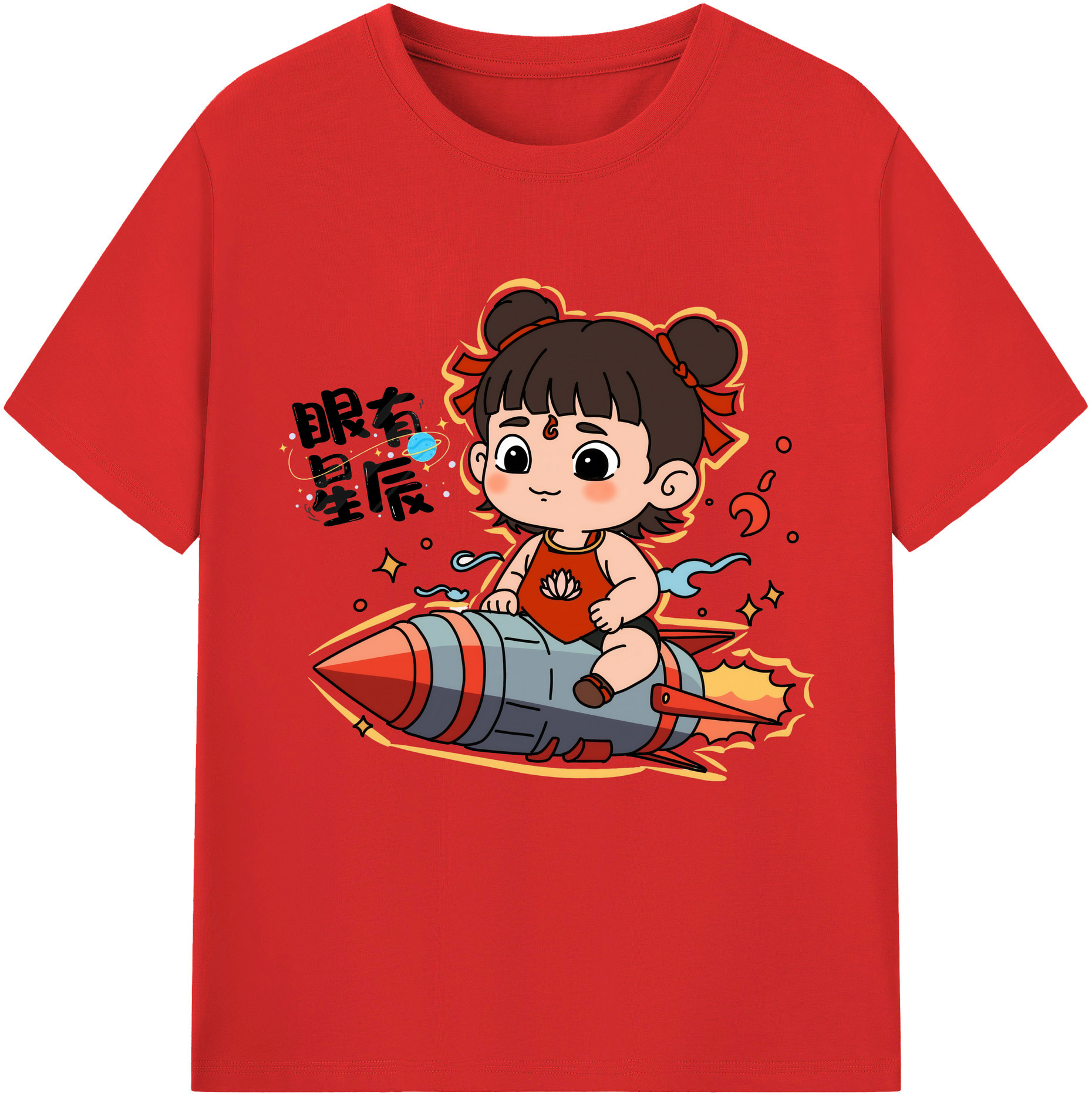 （画像用） Ne Zha 2 ナタ 魔童の大暴れ レディースカジュアルプリントTシャツ（綿100％）