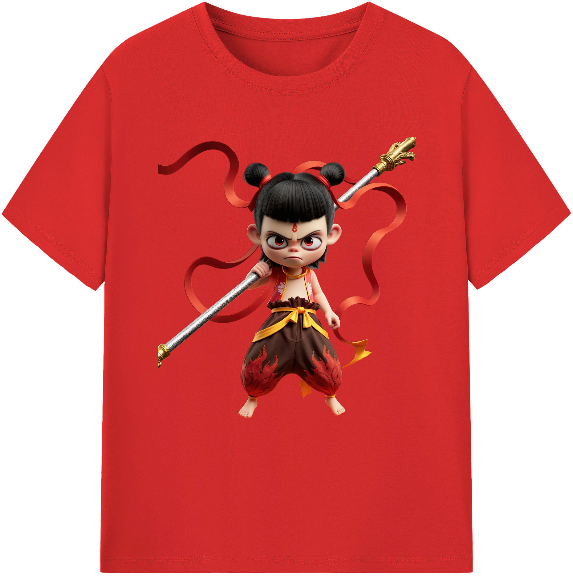 （画像用） Ne Zha 2 ナタ 魔童の大暴れ レディースカジュアルプリントTシャツ（綿100％）