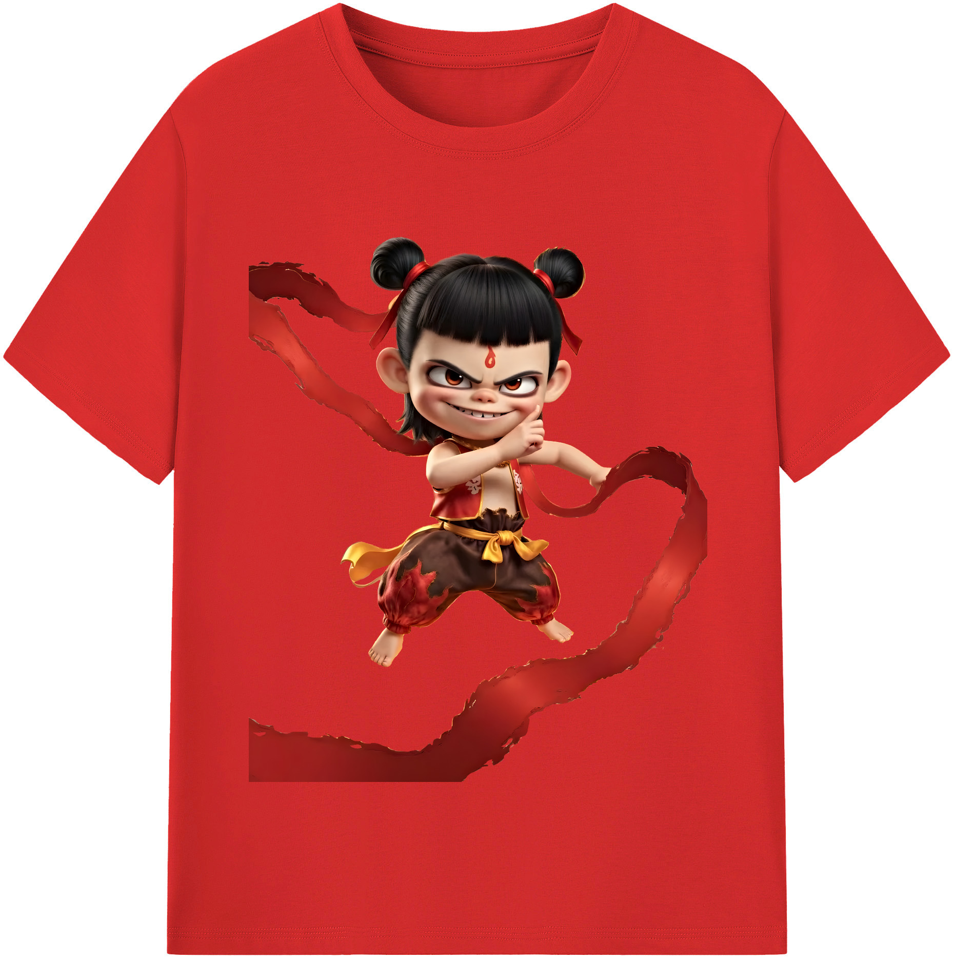 （画像用） Ne Zha 2 ナタ 魔童の大暴れ レディースカジュアルプリントTシャツ（綿100％）