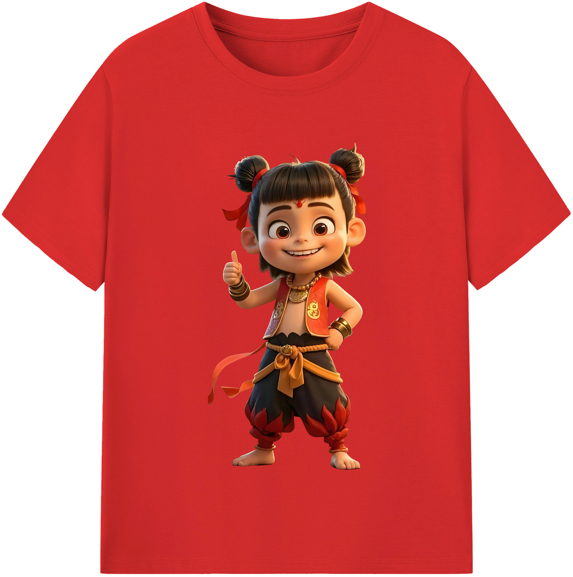 （画像用） Ne Zha 2 ナタ 魔童の大暴れ レディースカジュアルプリントTシャツ（綿100％）