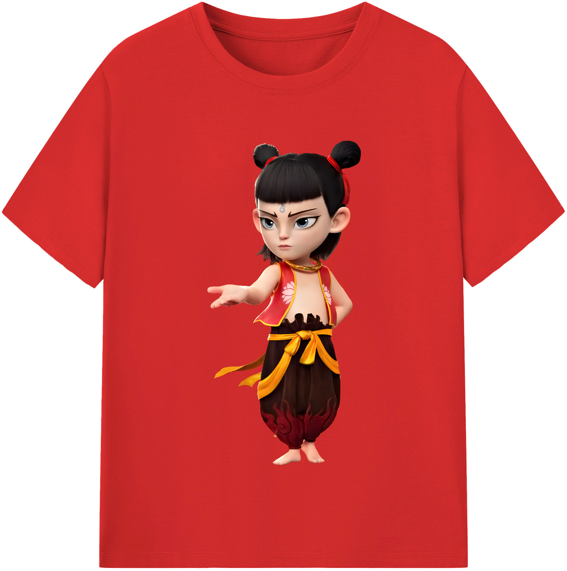 （画像用） Ne Zha 2 ナタ 魔童の大暴れ レディースカジュアルプリントTシャツ（綿100％）