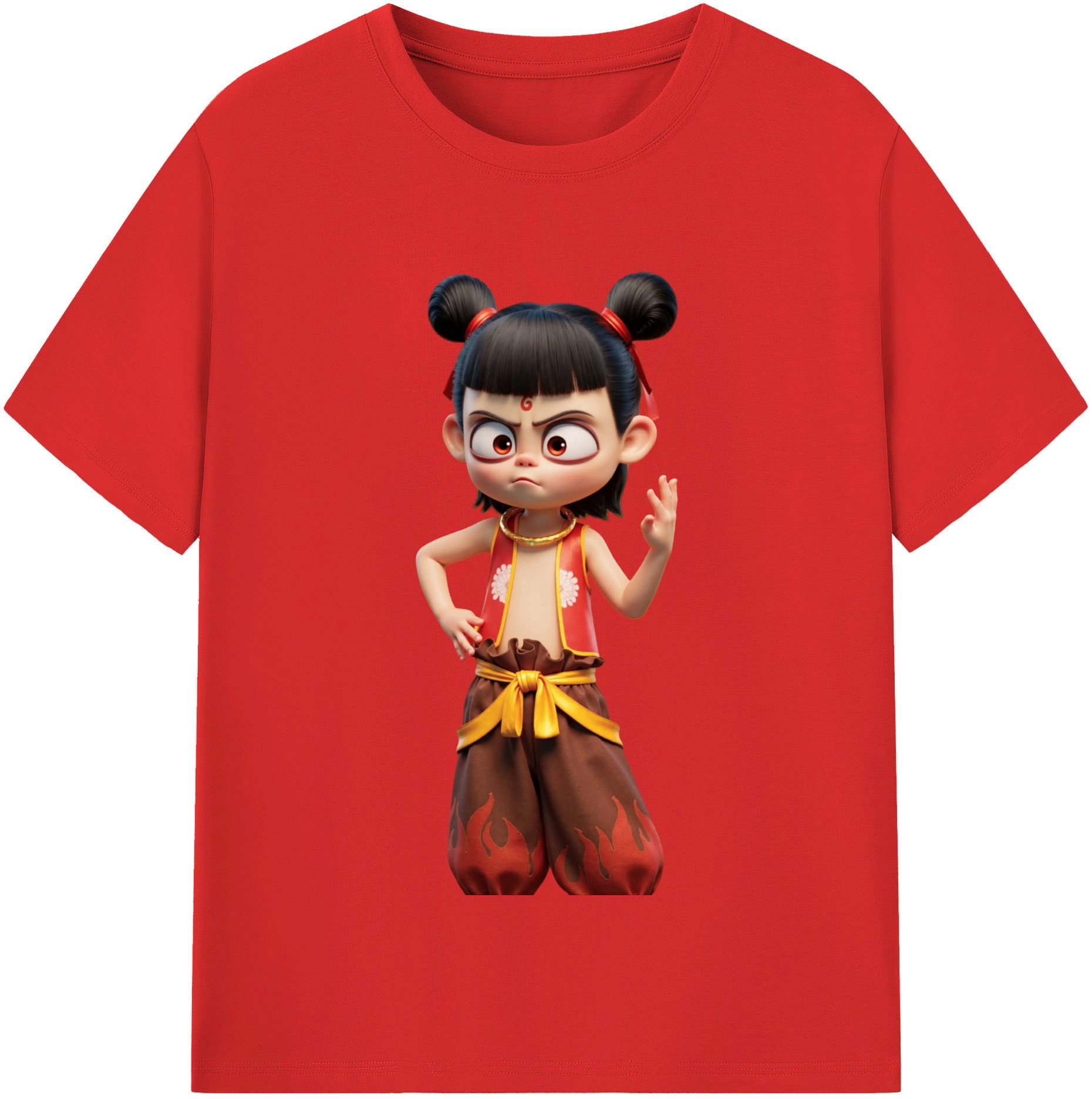 （画像用） Ne Zha 2 ナタ 魔童の大暴れ レディースカジュアルプリントTシャツ（綿100％）