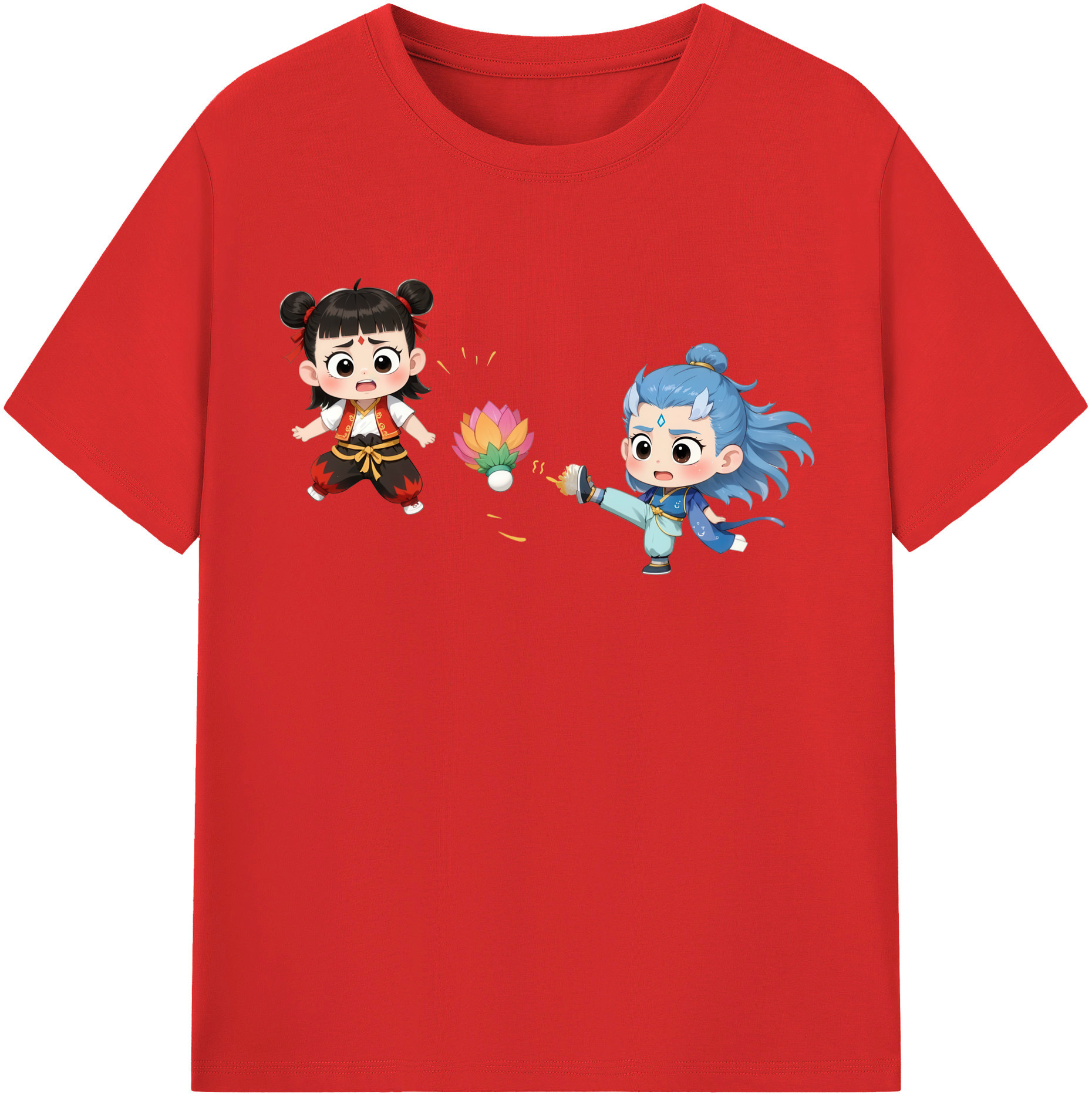 （画像用） Ne Zha 2 ナタ 魔童の大暴れ レディースカジュアルプリントTシャツ（綿100％）