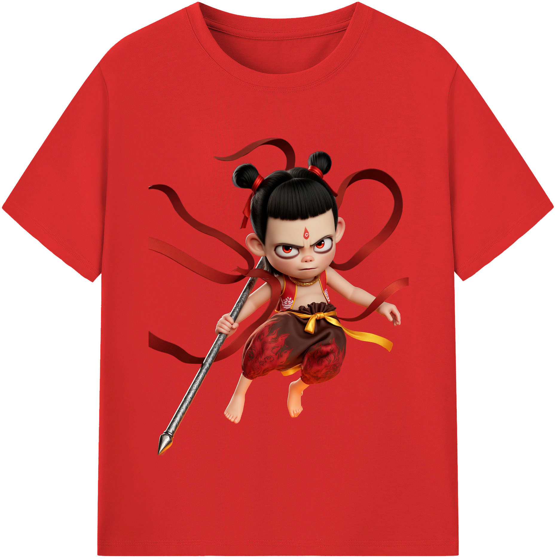 （画像用） Ne Zha 2 ナタ 魔童の大暴れ レディースカジュアルプリントTシャツ（綿100％）