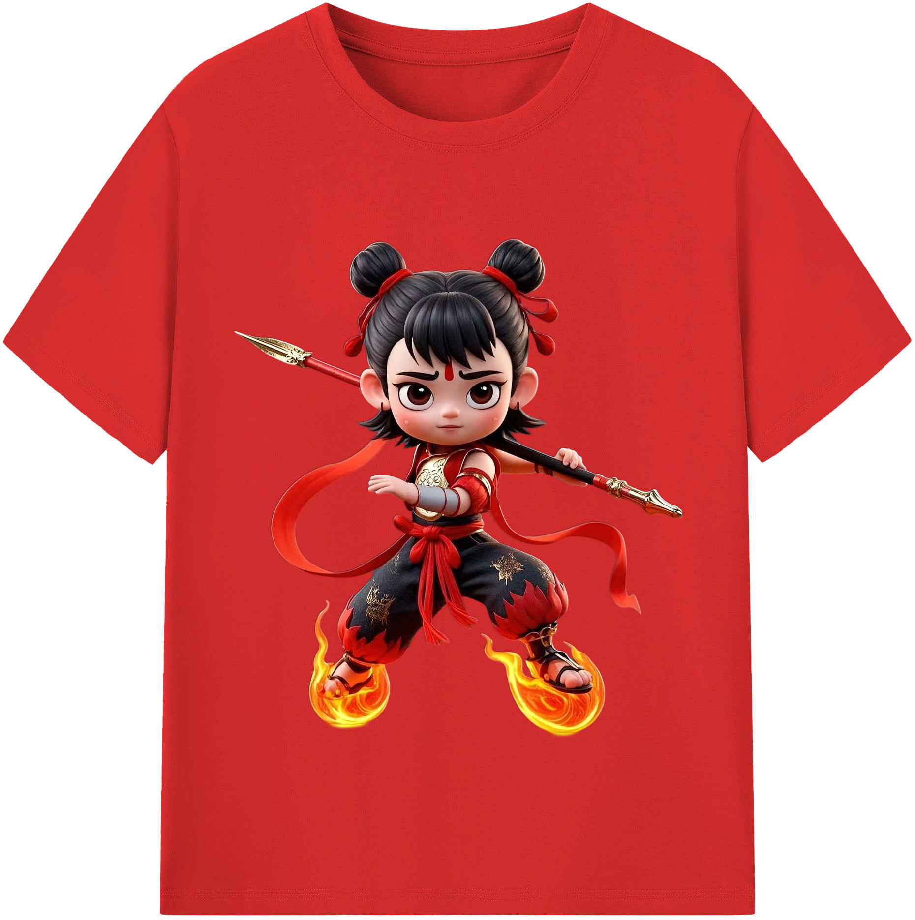 （画像用） Ne Zha 2 ナタ 魔童の大暴れ レディースカジュアルプリントTシャツ（綿100％）