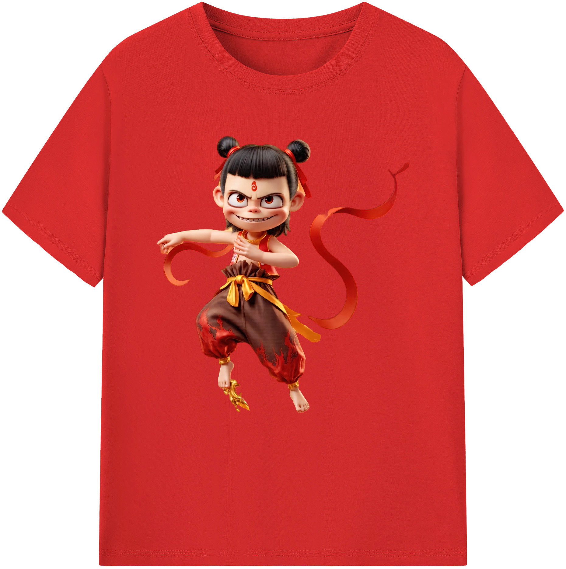 （画像用） Ne Zha 2 ナタ 魔童の大暴れ レディースカジュアルプリントTシャツ（綿100％）