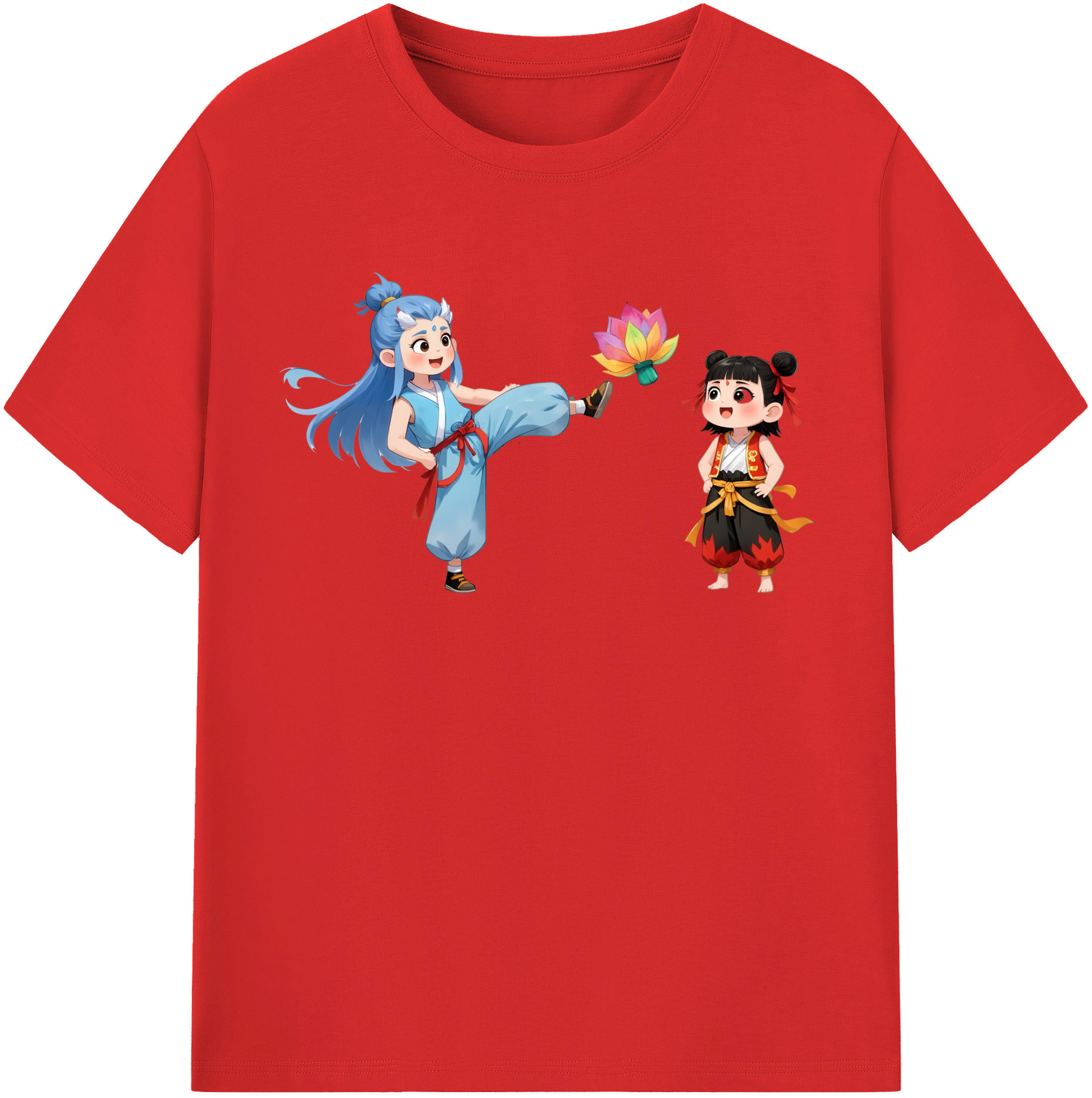 （画像用） Ne Zha 2 ナタ 魔童の大暴れ レディースカジュアルプリントTシャツ（綿100％）