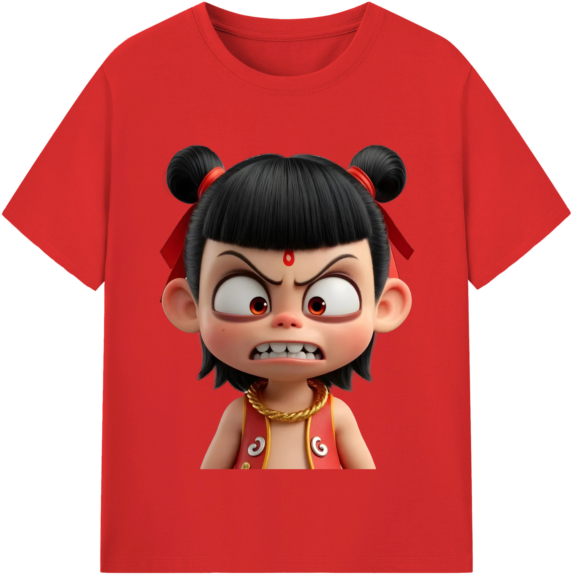 （画像用） Ne Zha 2 ナタ 魔童の大暴れ レディースカジュアルプリントTシャツ（綿100％）