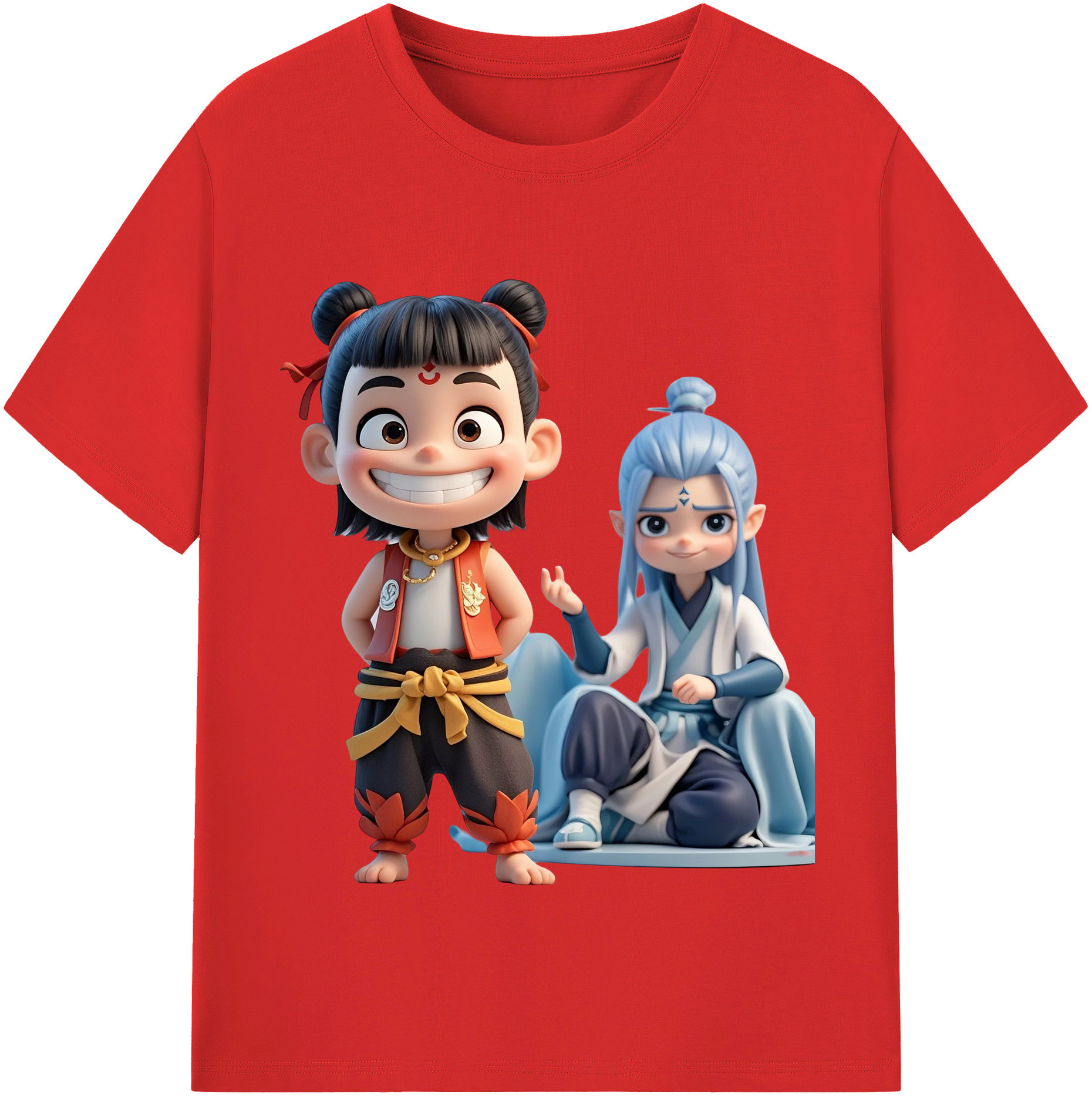 （画像用） Ne Zha 2 ナタ 魔童の大暴れ レディースカジュアルプリントTシャツ（綿100％）