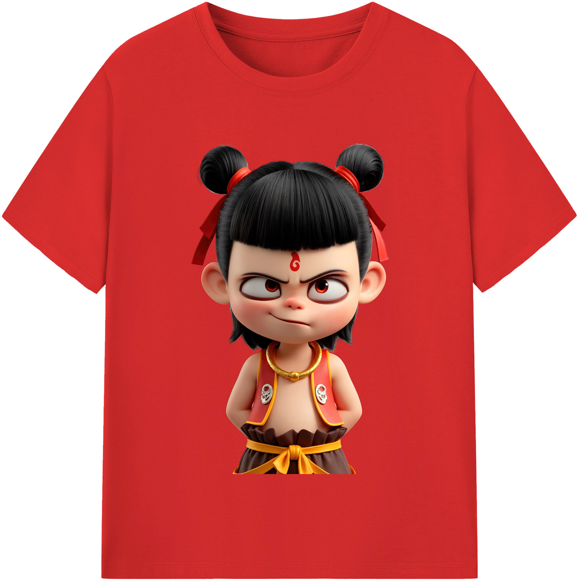 （画像用） Ne Zha 2 ナタ 魔童の大暴れ レディースカジュアルプリントTシャツ（綿100％）