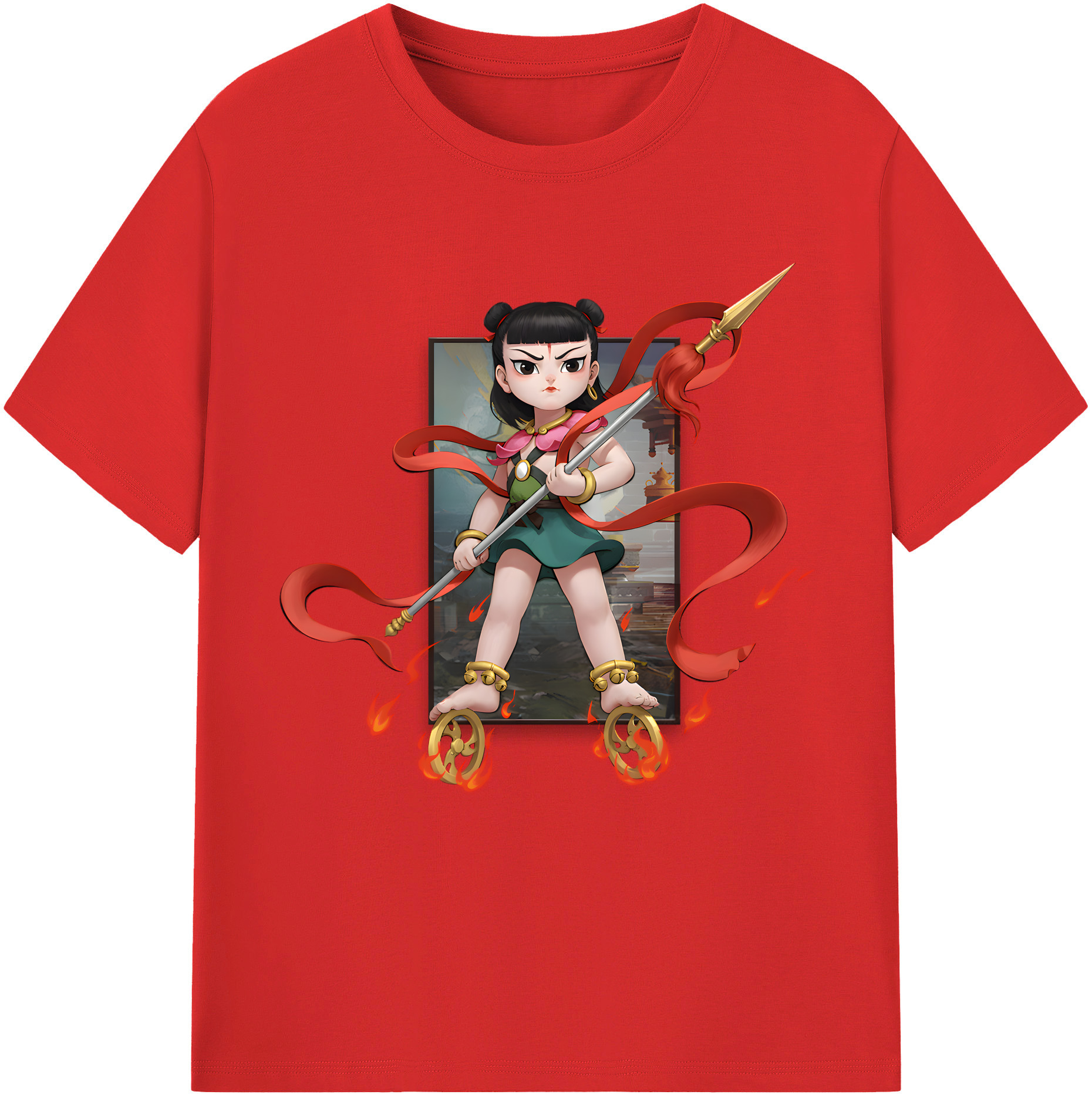 （画像用） Ne Zha 2 ナタ 魔童の大暴れ レディースカジュアルプリントTシャツ（綿100％）