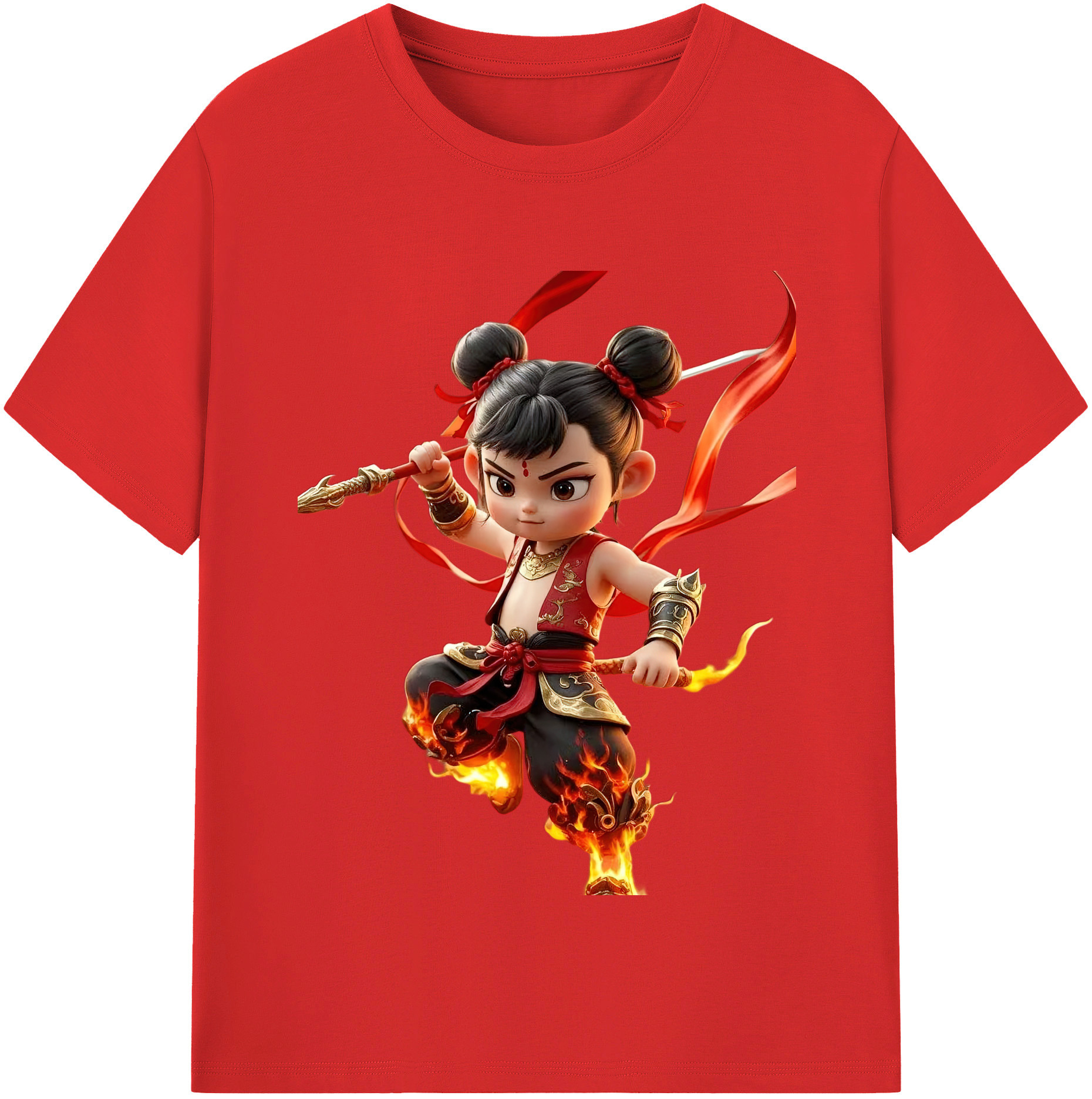（画像用） Ne Zha 2 ナタ 魔童の大暴れ レディースカジュアルプリントTシャツ（綿100％）