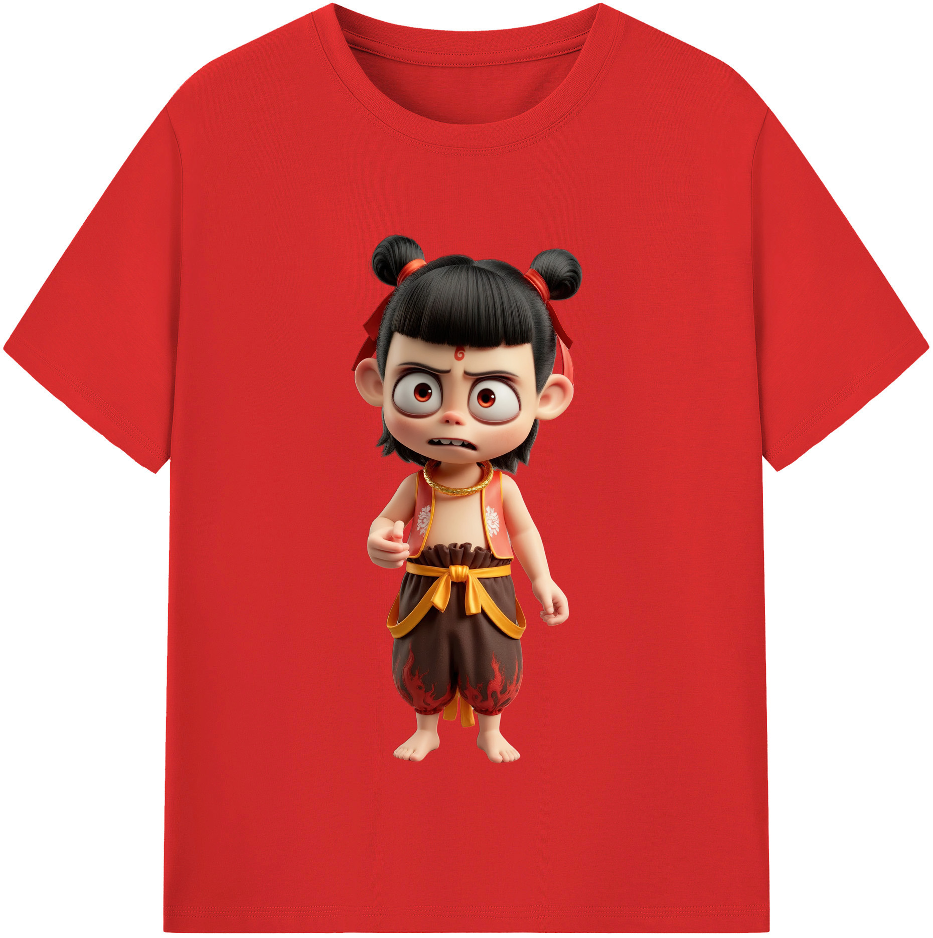 （画像用） Ne Zha 2 ナタ 魔童の大暴れ レディースカジュアルプリントTシャツ（綿100％）