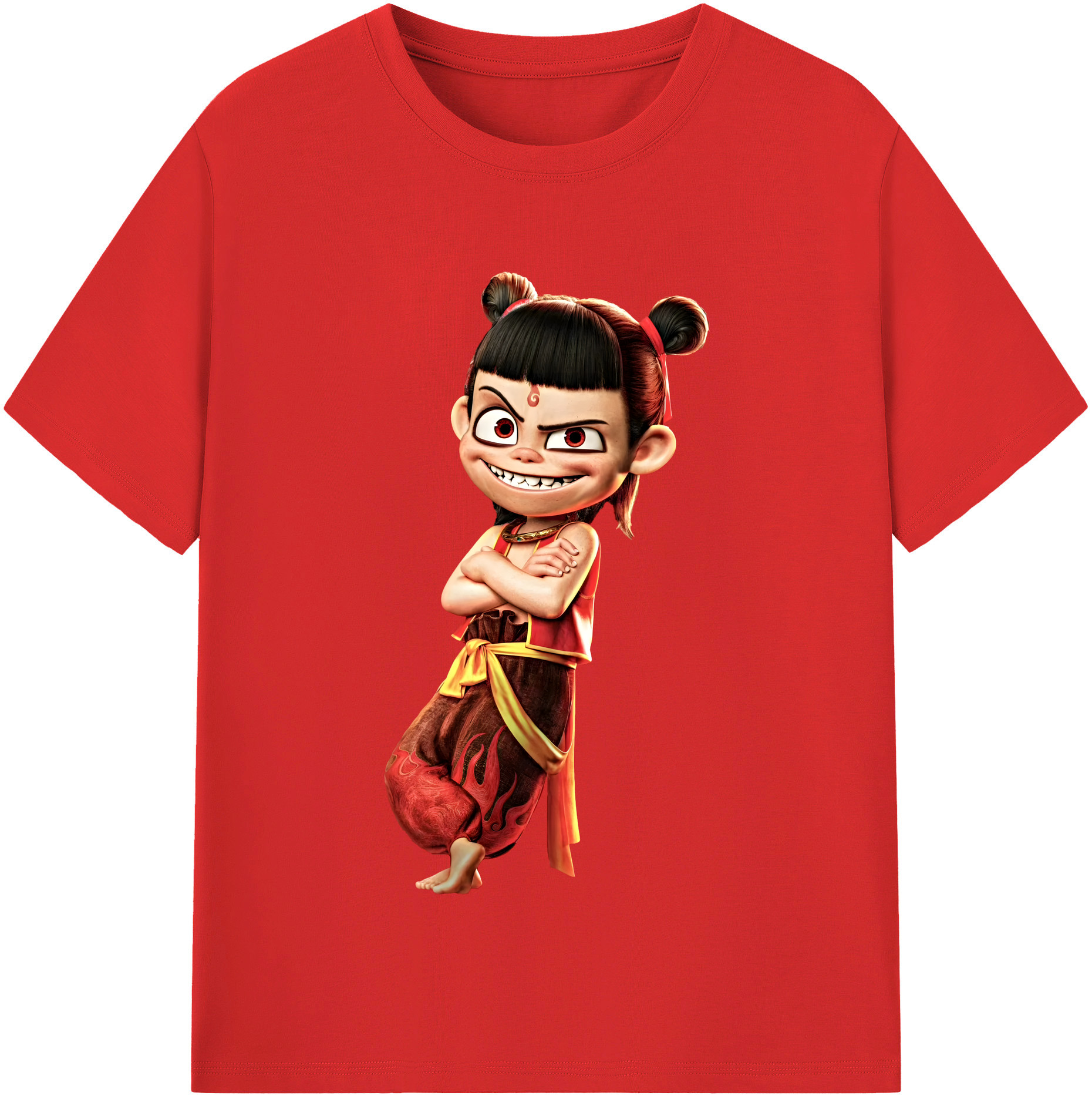 （画像用） Ne Zha 2 ナタ 魔童の大暴れ レディースカジュアルプリントTシャツ（綿100％）
