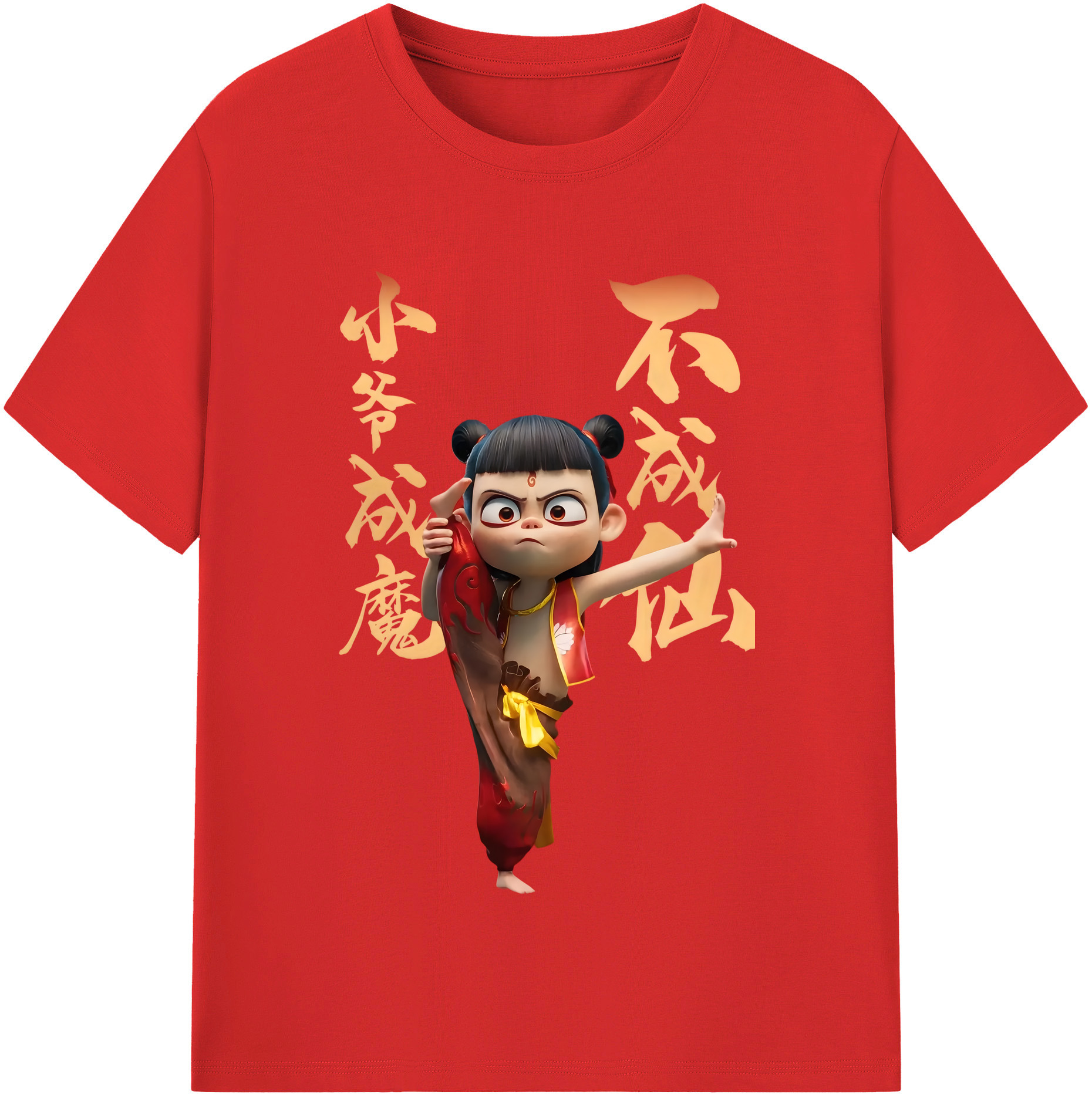 （画像用） Ne Zha 2 ナタ 魔童の大暴れ レディースカジュアルプリントTシャツ（綿100％）