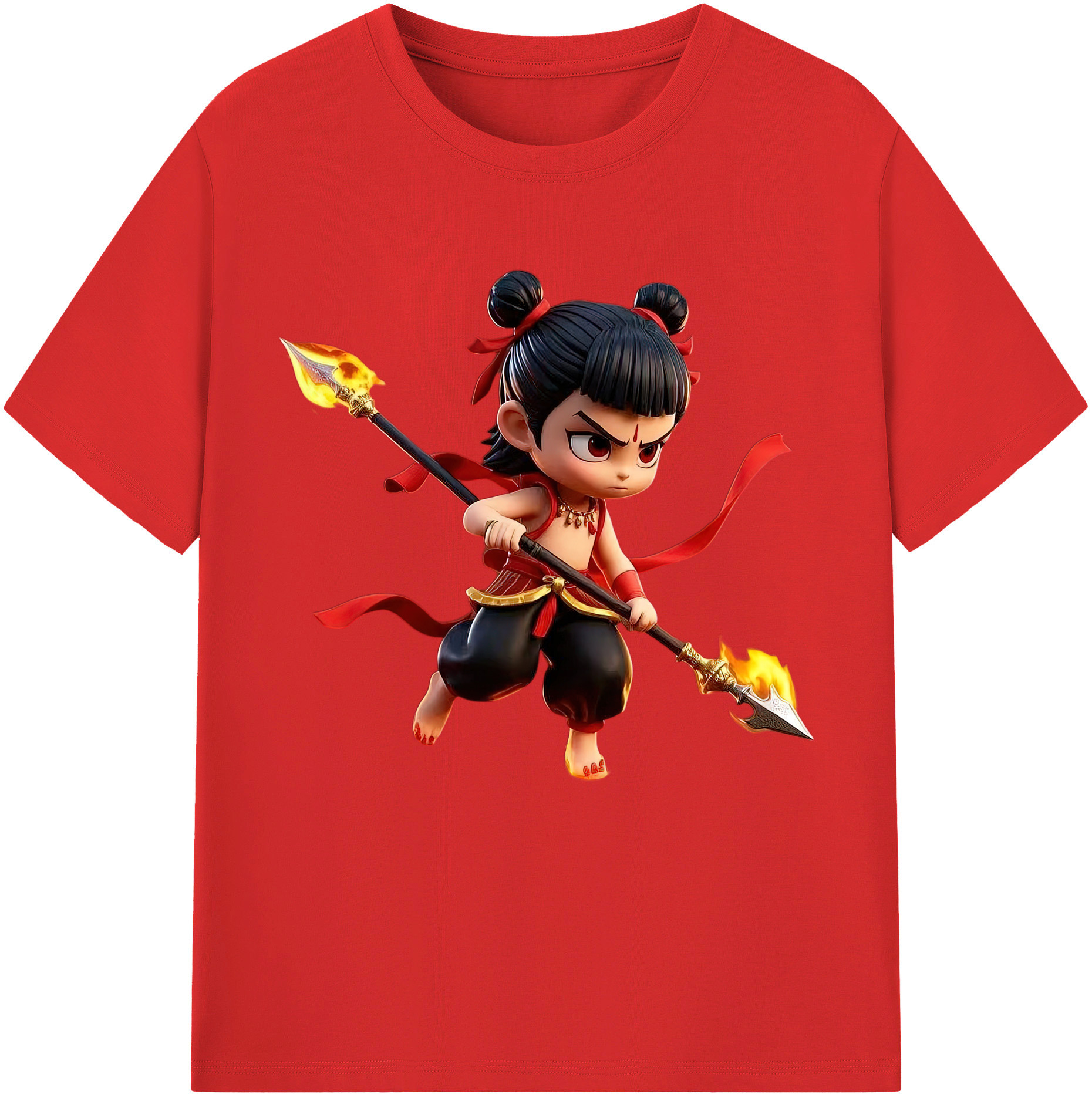 （画像用） Ne Zha 2 ナタ 魔童の大暴れ レディースカジュアルプリントTシャツ（綿100％）