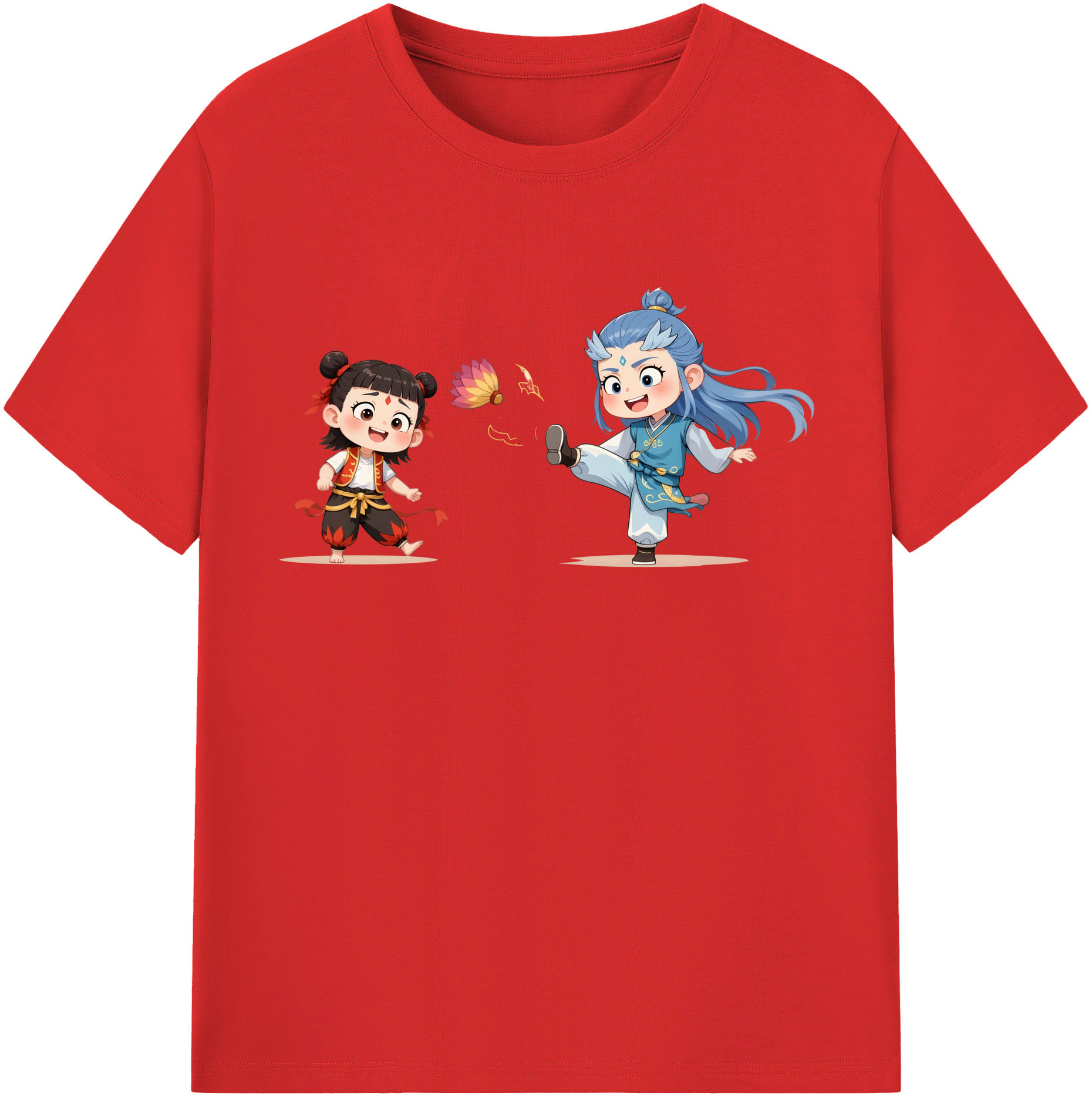 （画像用） Ne Zha 2 ナタ 魔童の大暴れ レディースカジュアルプリントTシャツ（綿100％）