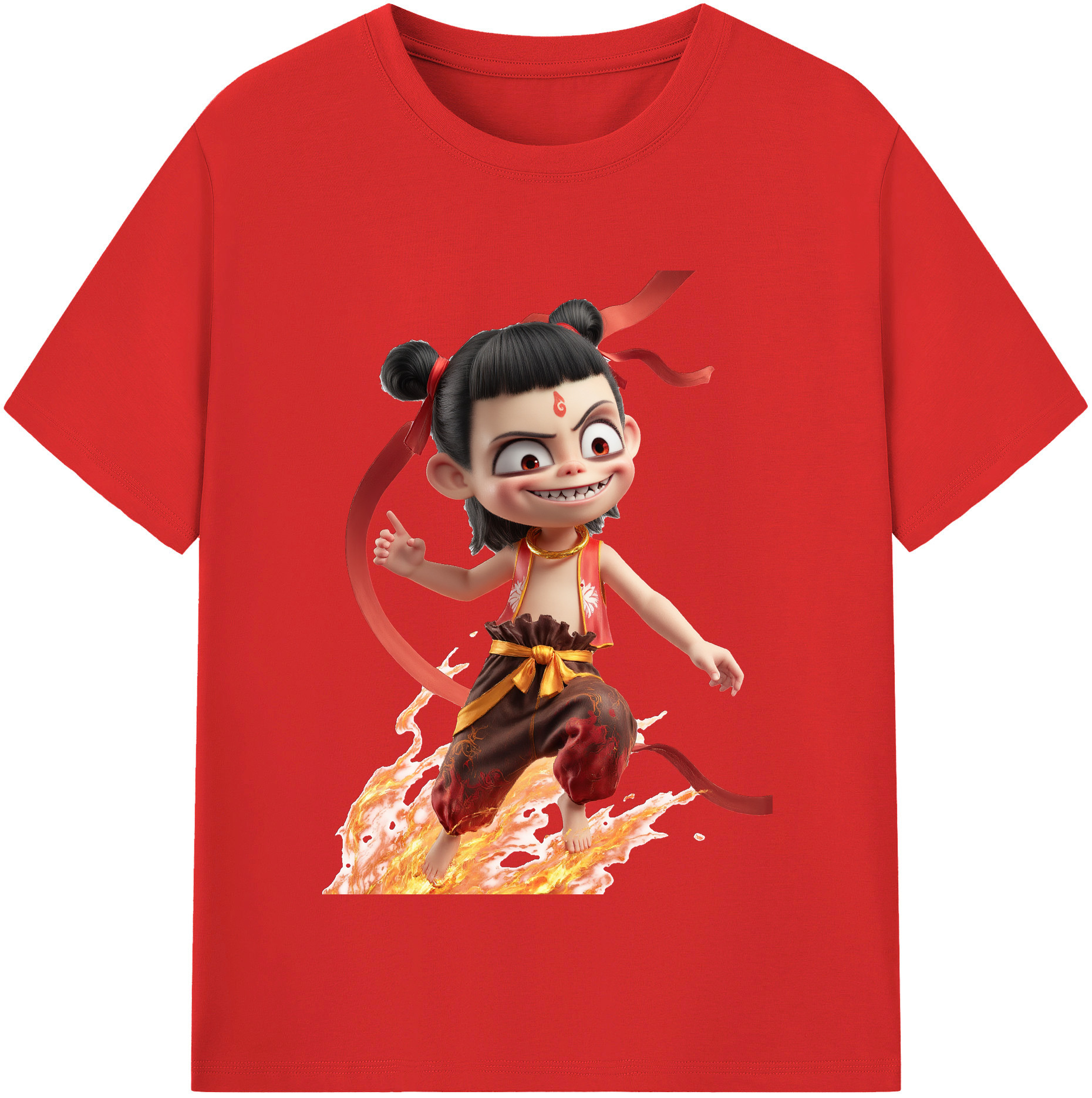 （画像用） Ne Zha 2 ナタ 魔童の大暴れ レディースカジュアルプリントTシャツ（綿100％）