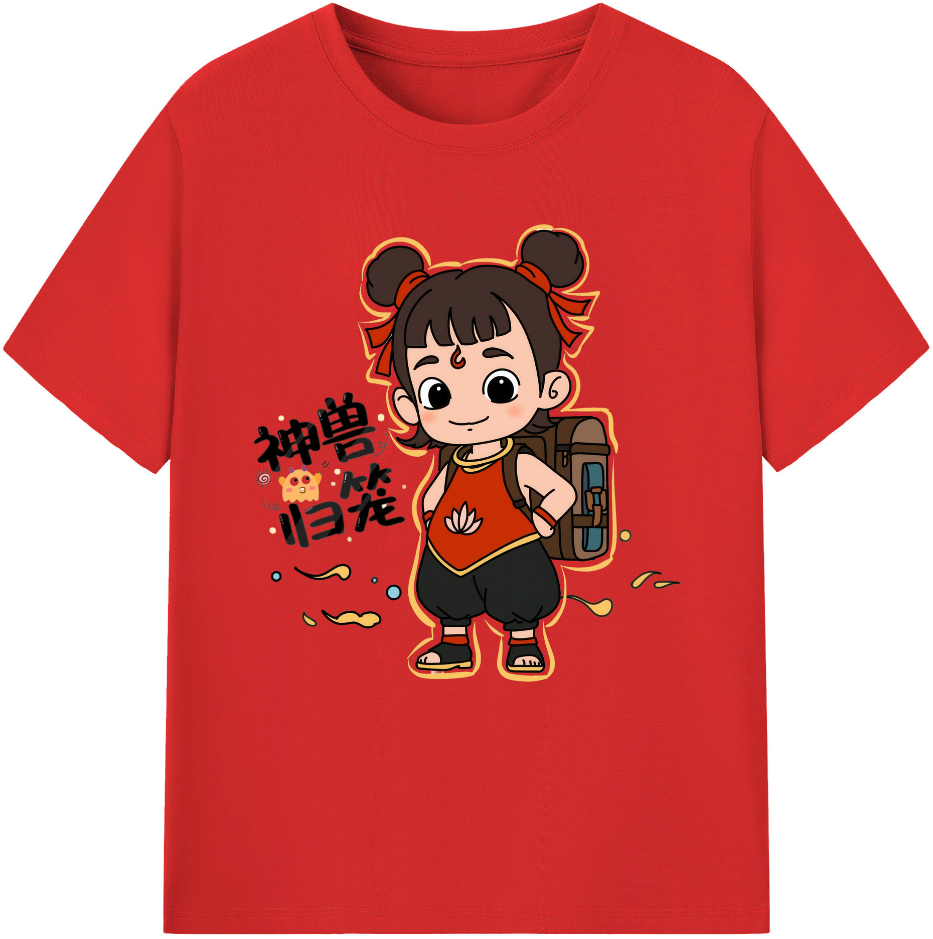 （画像用） Ne Zha 2 ナタ 魔童の大暴れ レディースカジュアルプリントTシャツ（綿100％）