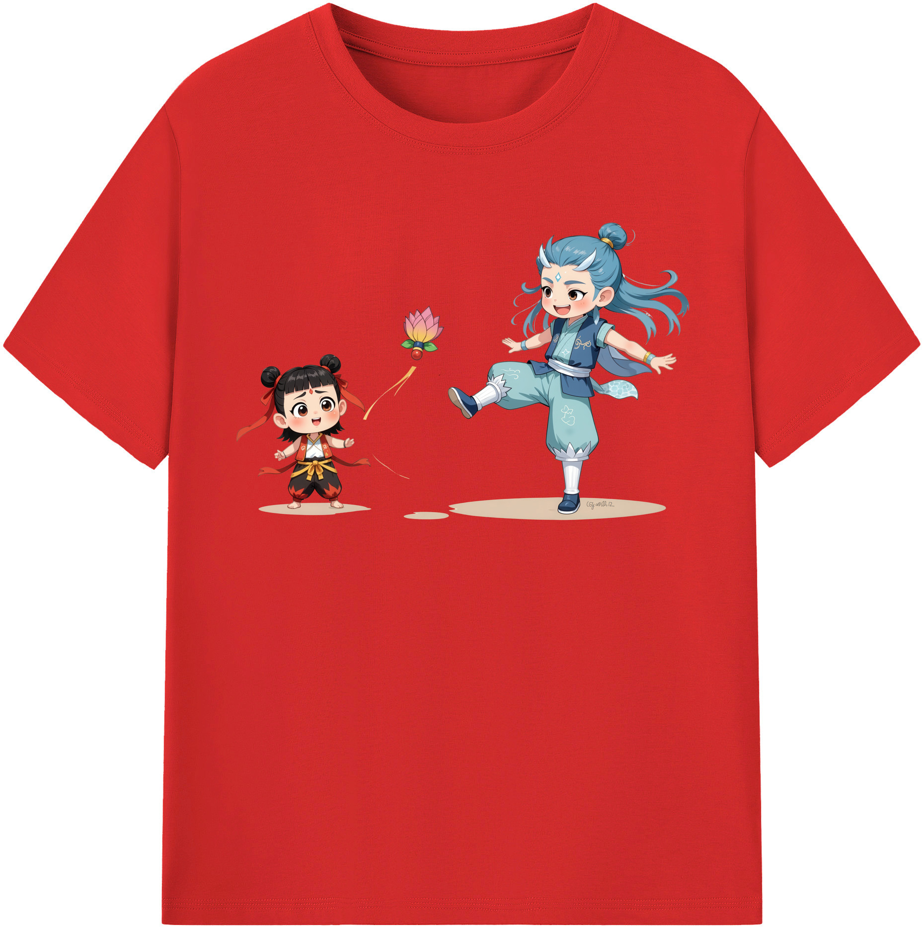 （画像用） Ne Zha 2 ナタ 魔童の大暴れ レディースカジュアルプリントTシャツ（綿100％）