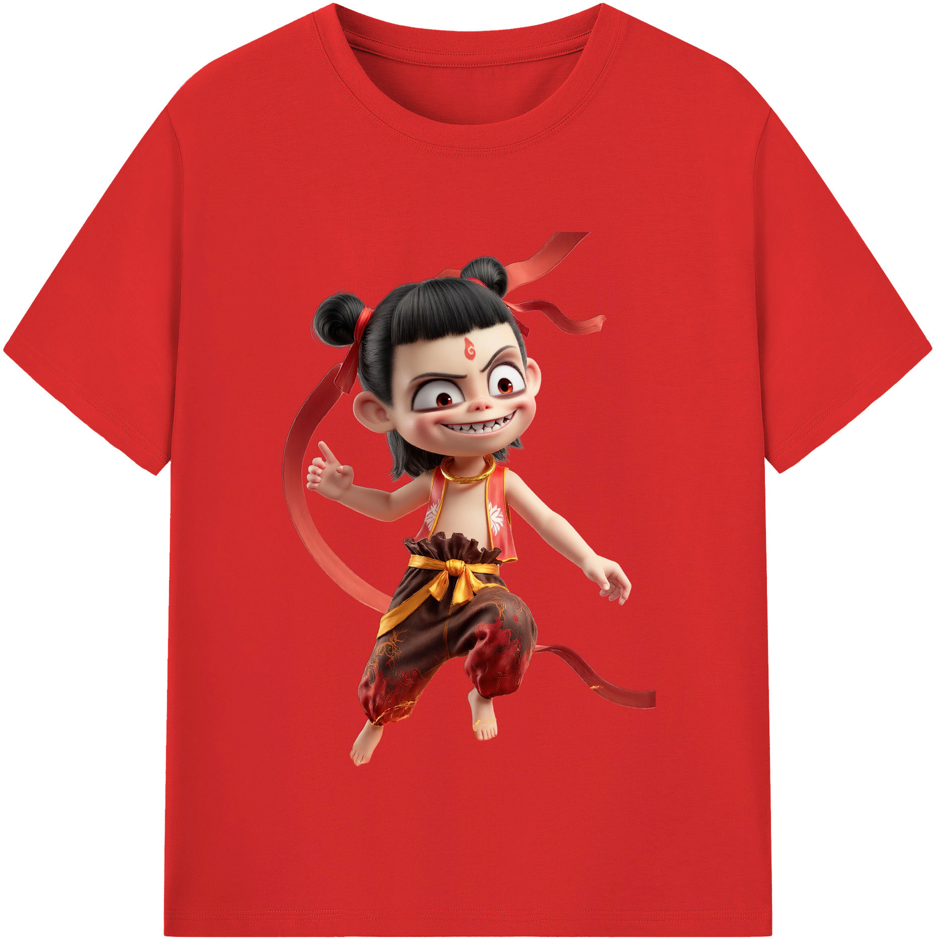 （画像用） Ne Zha 2 ナタ 魔童の大暴れ レディースカジュアルプリントTシャツ（綿100％）