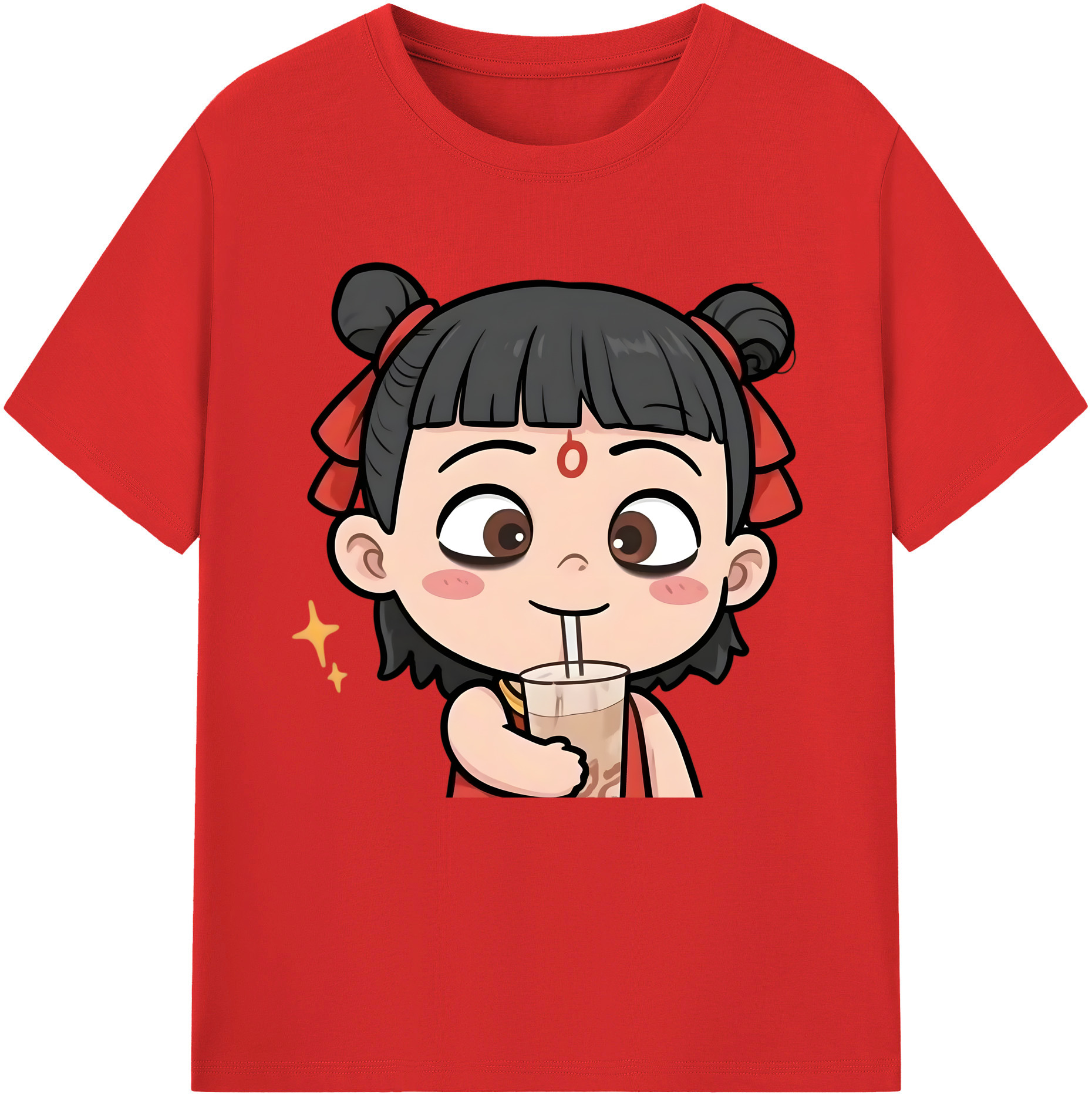（画像用） Ne Zha 2 ナタ 魔童の大暴れ レディースカジュアルプリントTシャツ（綿100％）