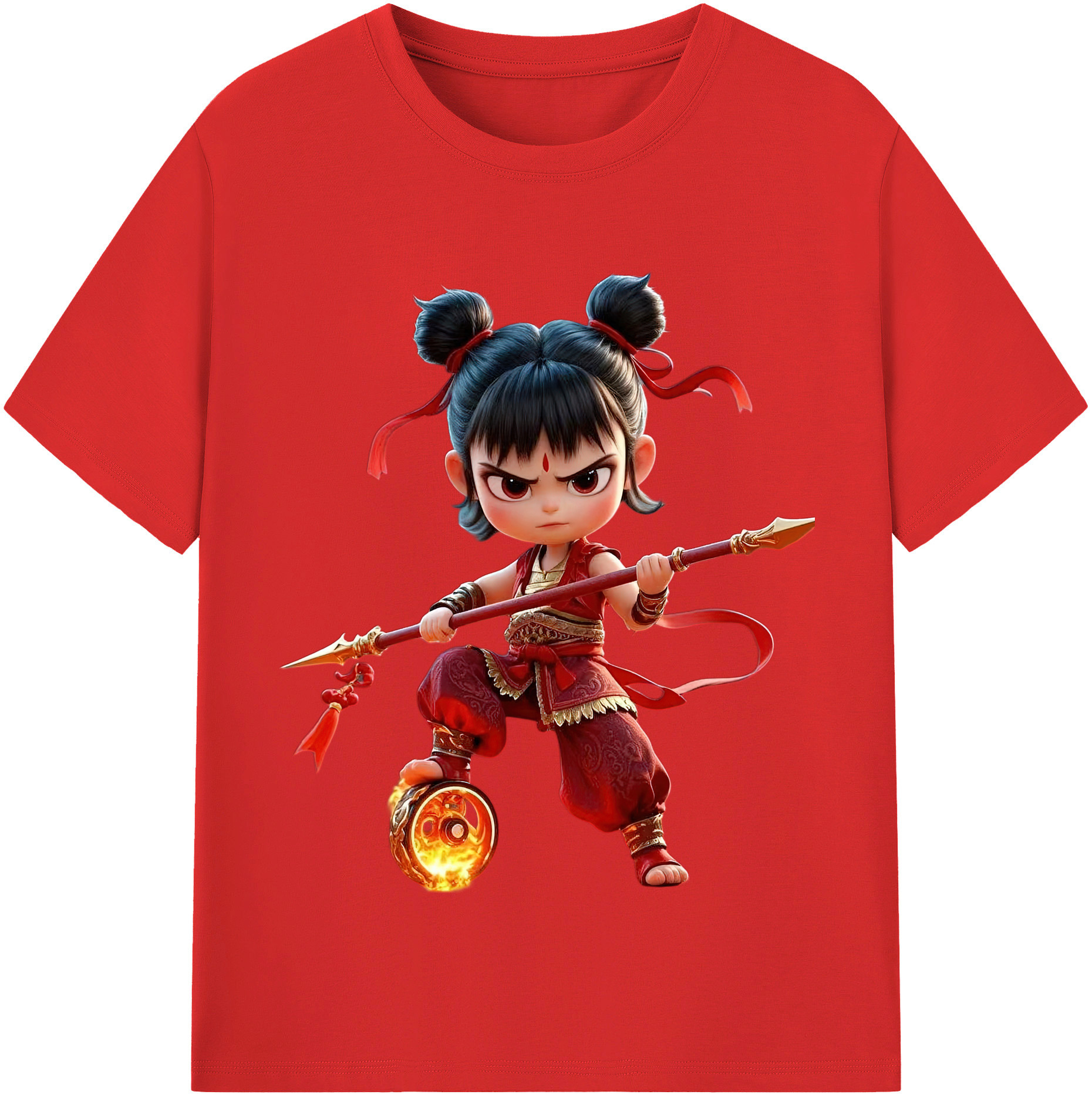 （画像用） Ne Zha 2 ナタ 魔童の大暴れ レディースカジュアルプリントTシャツ（綿100％）