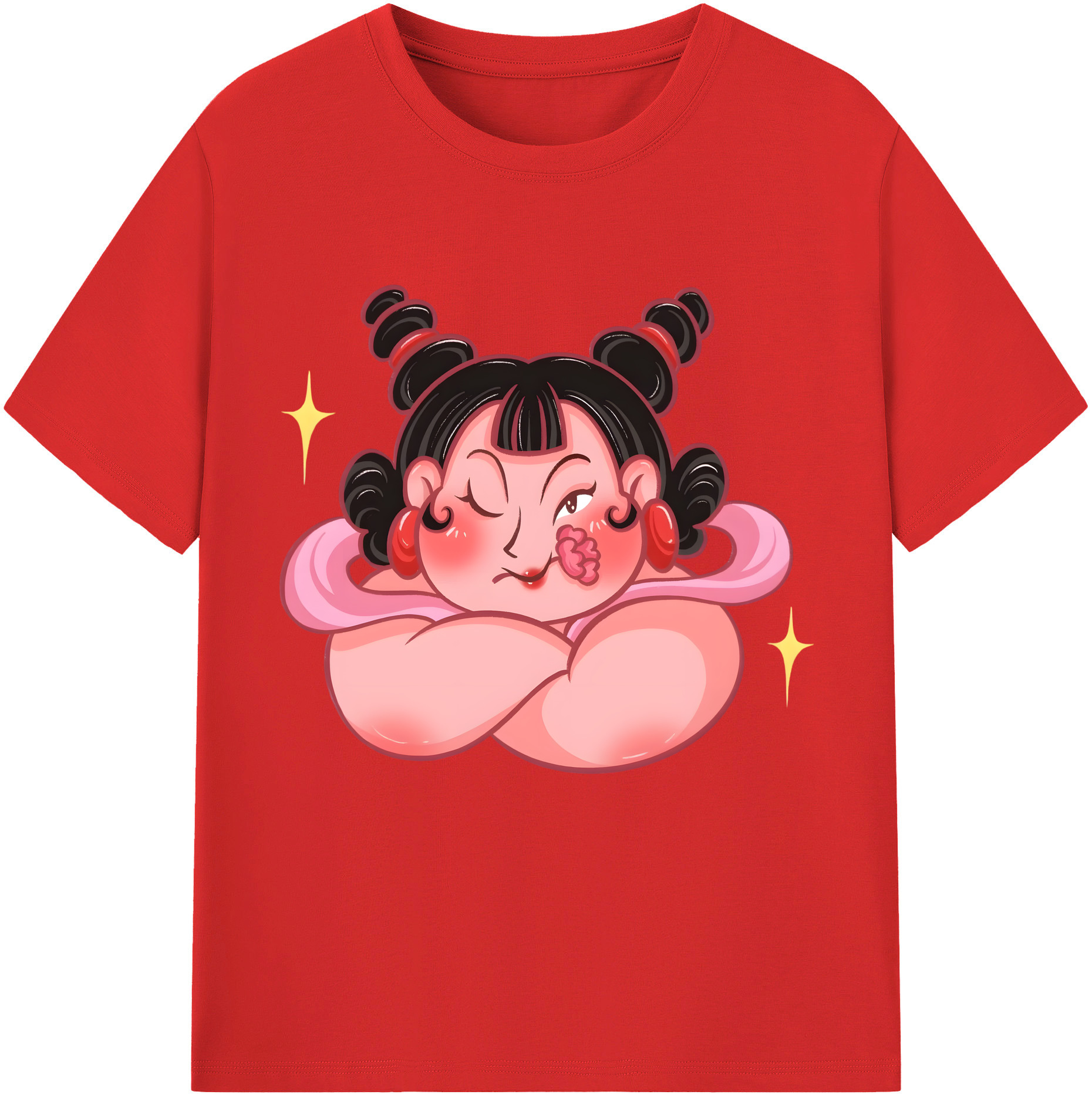 （画像用） Ne Zha 2 ナタ 魔童の大暴れ レディースカジュアルプリントTシャツ（綿100％）