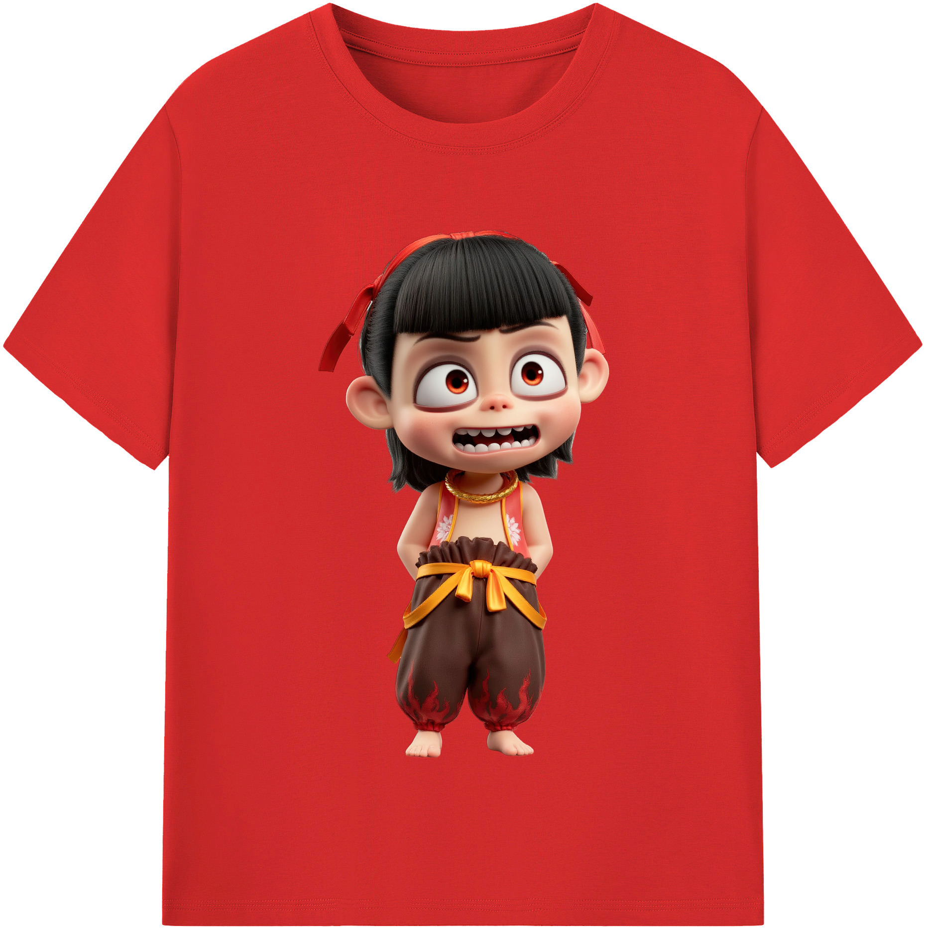 （画像用） Ne Zha 2 ナタ 魔童の大暴れ レディースカジュアルプリントTシャツ（綿100％）