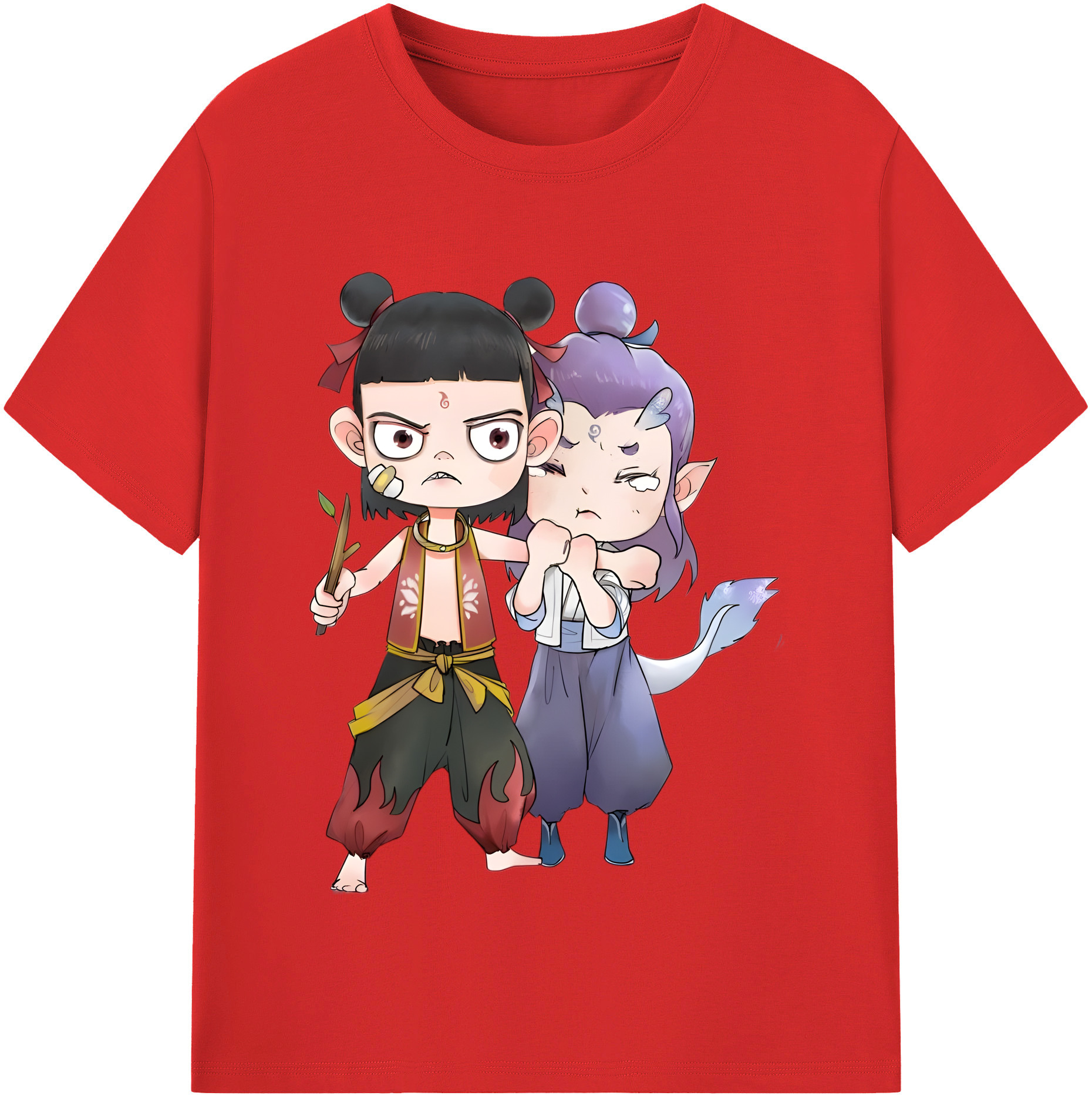 （画像用） Ne Zha 2 ナタ 魔童の大暴れ レディースカジュアルプリントTシャツ（綿100％）